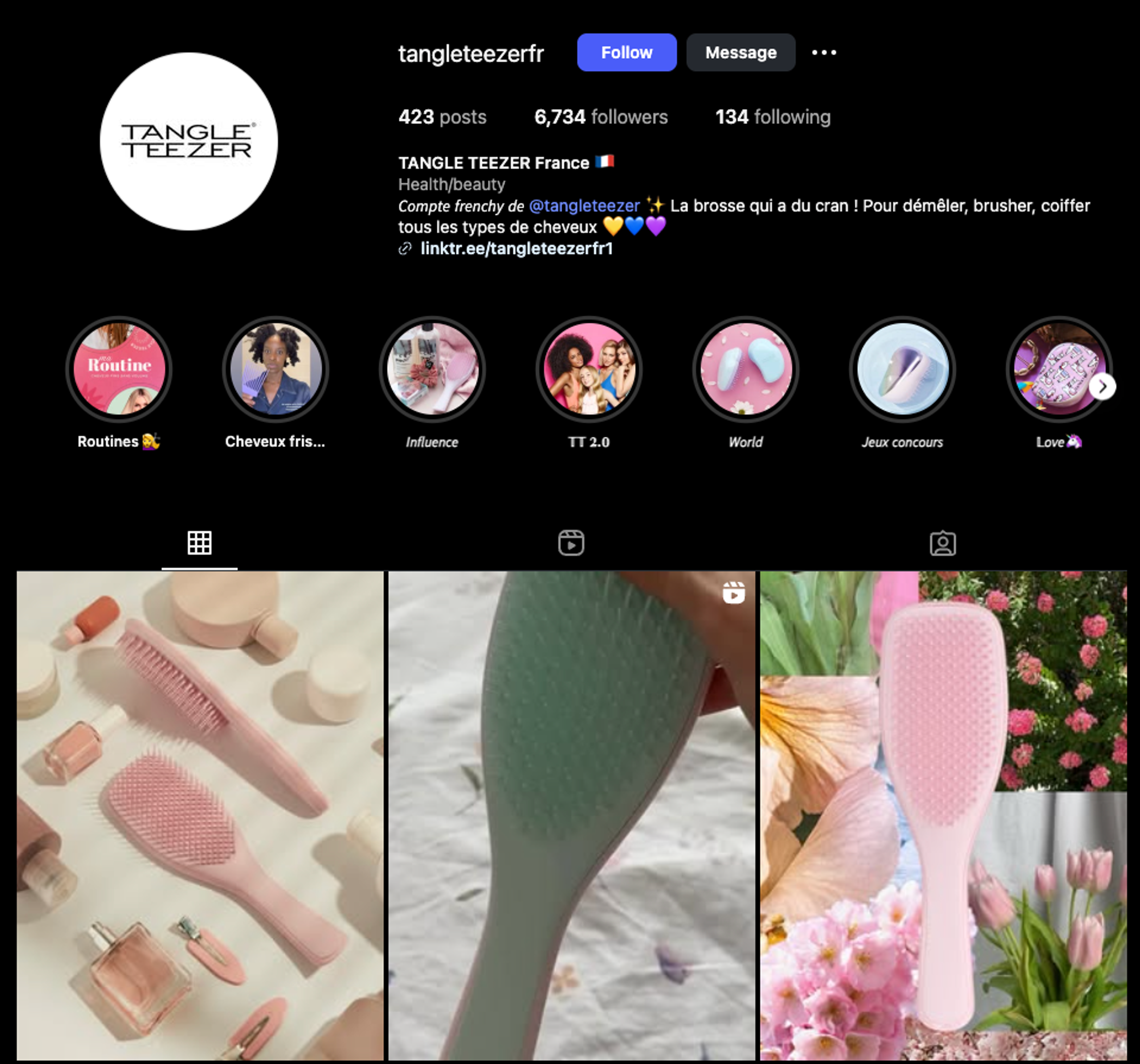 Tangle Teezer Instagram profile