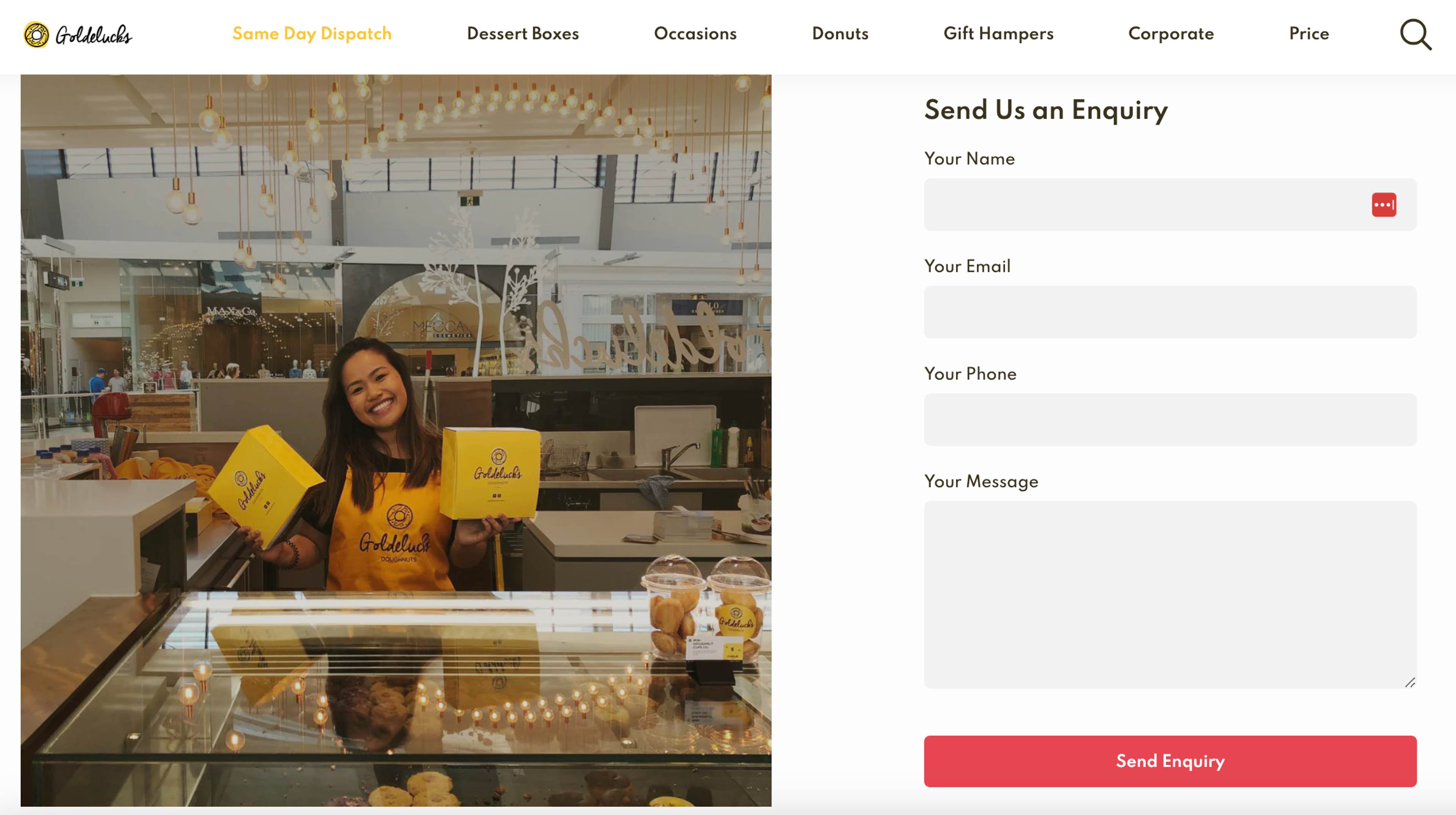 Goldelucks's contact us page examples the power of personalization.