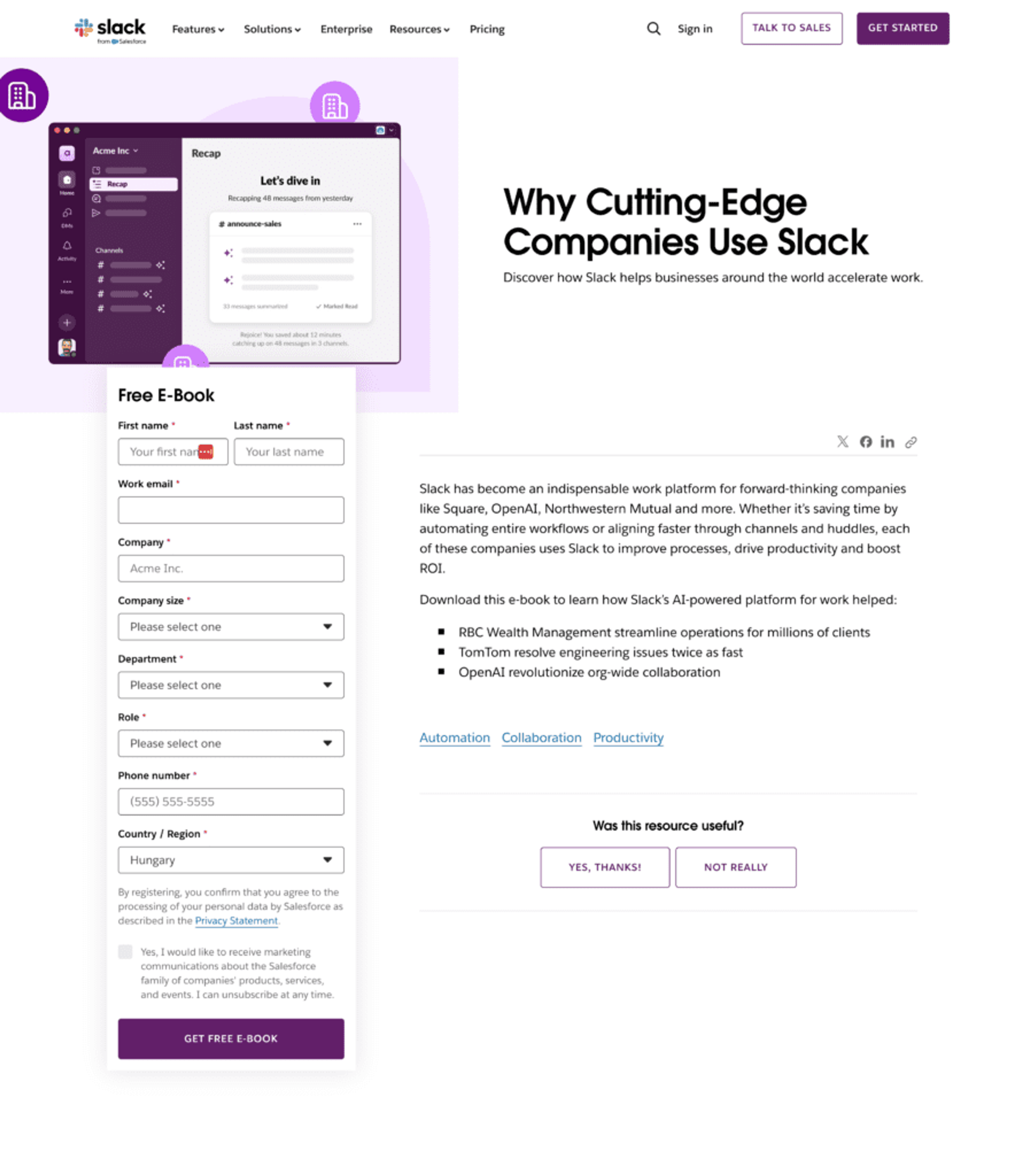 Slack squeeze page example