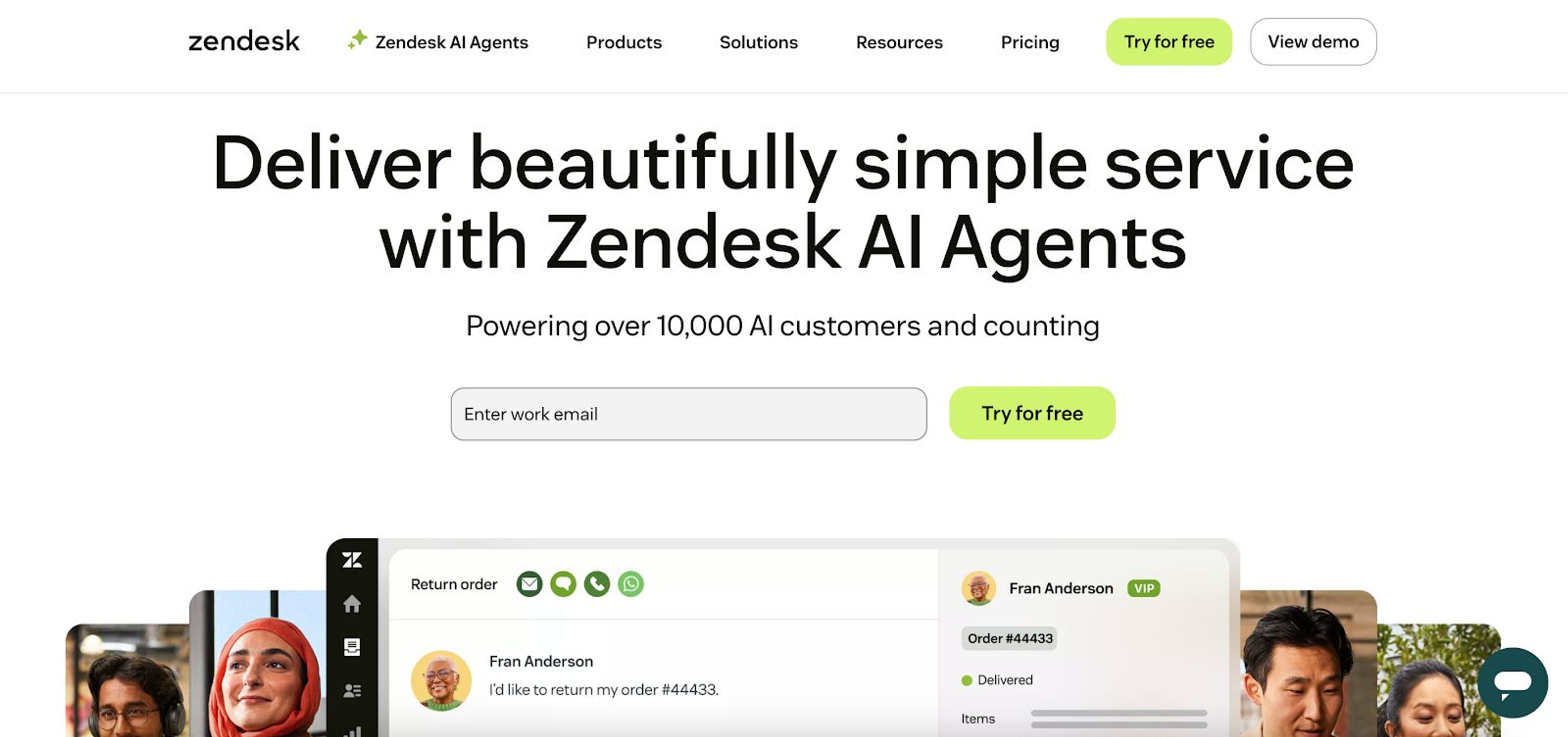Zendesk is live chat app for returning and new customers.