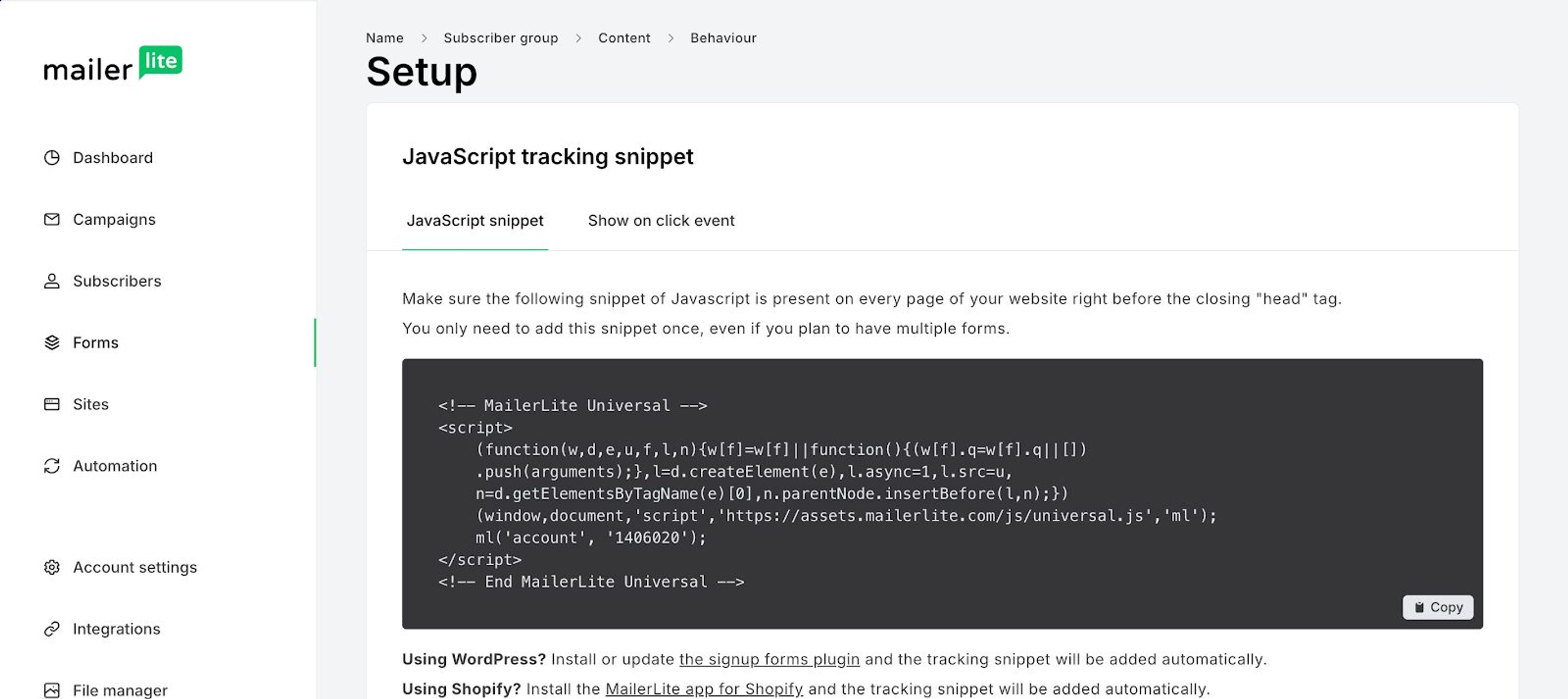 Setup your popup using a JavaScript code.