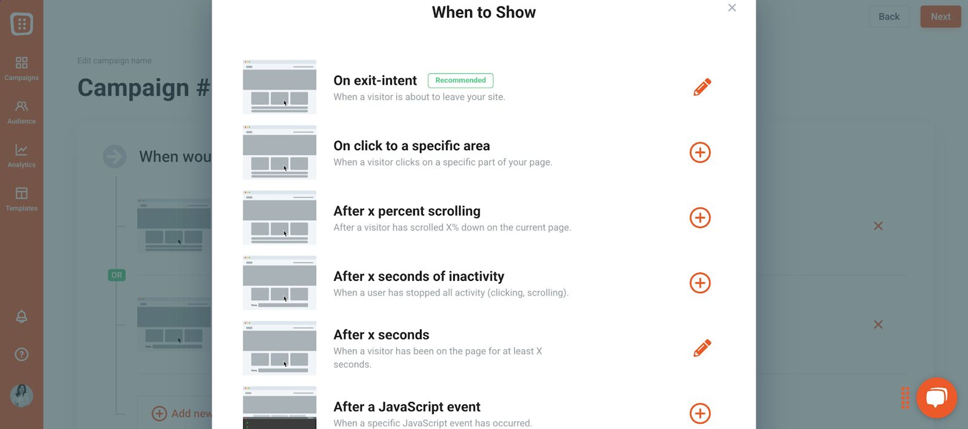 Advanced display rules are available in OptiMonk.
