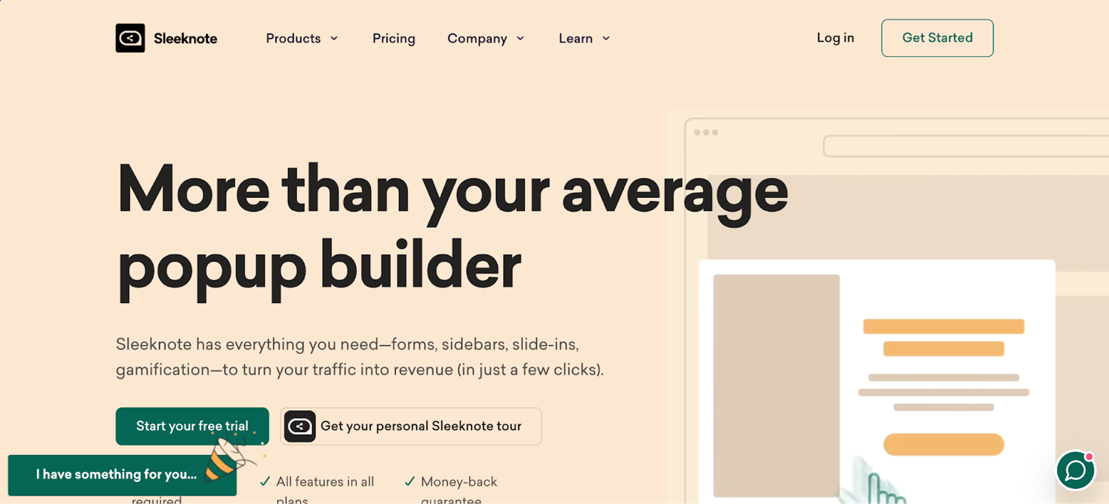 Sleeknote is a popup builder