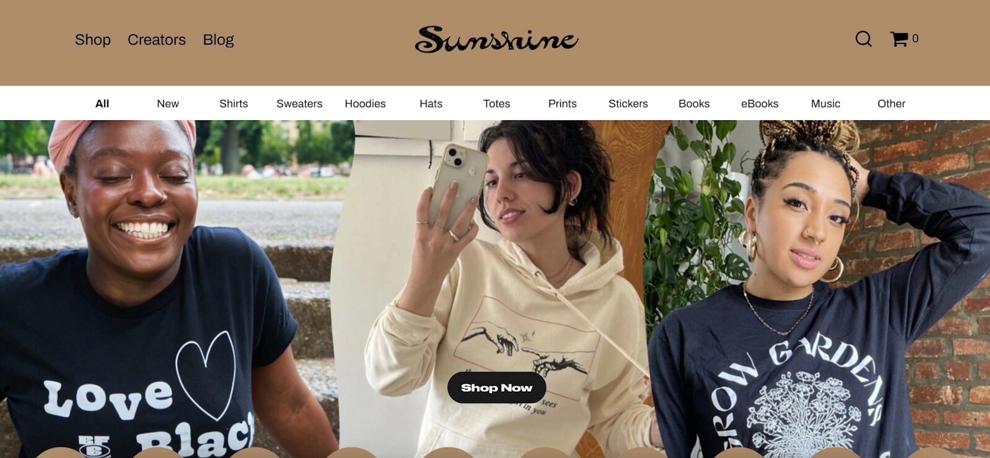 Sunshine is a print on demand provider offering upliting design on t shirts and other products.