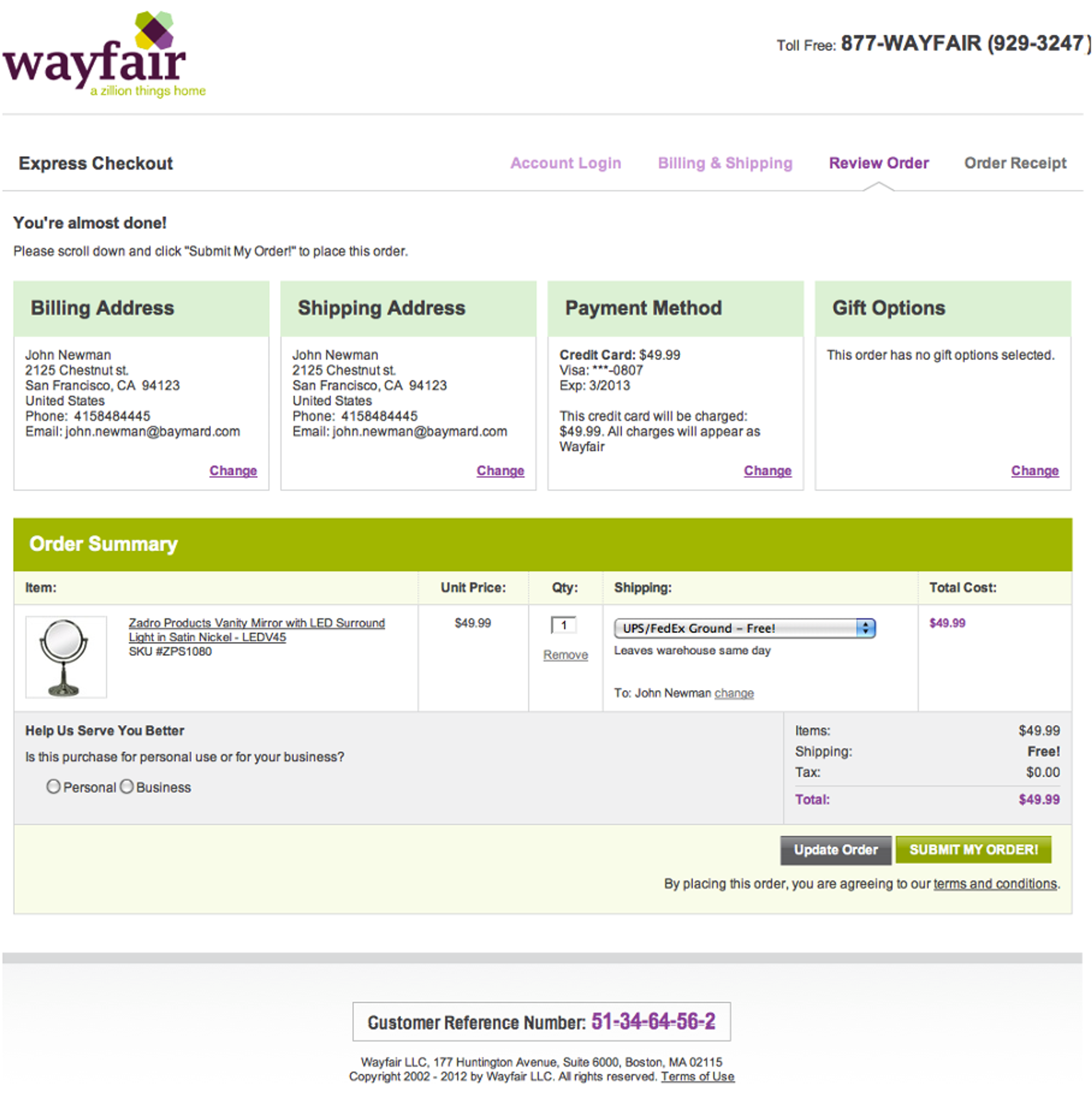 Order summary to improve the checkout flow