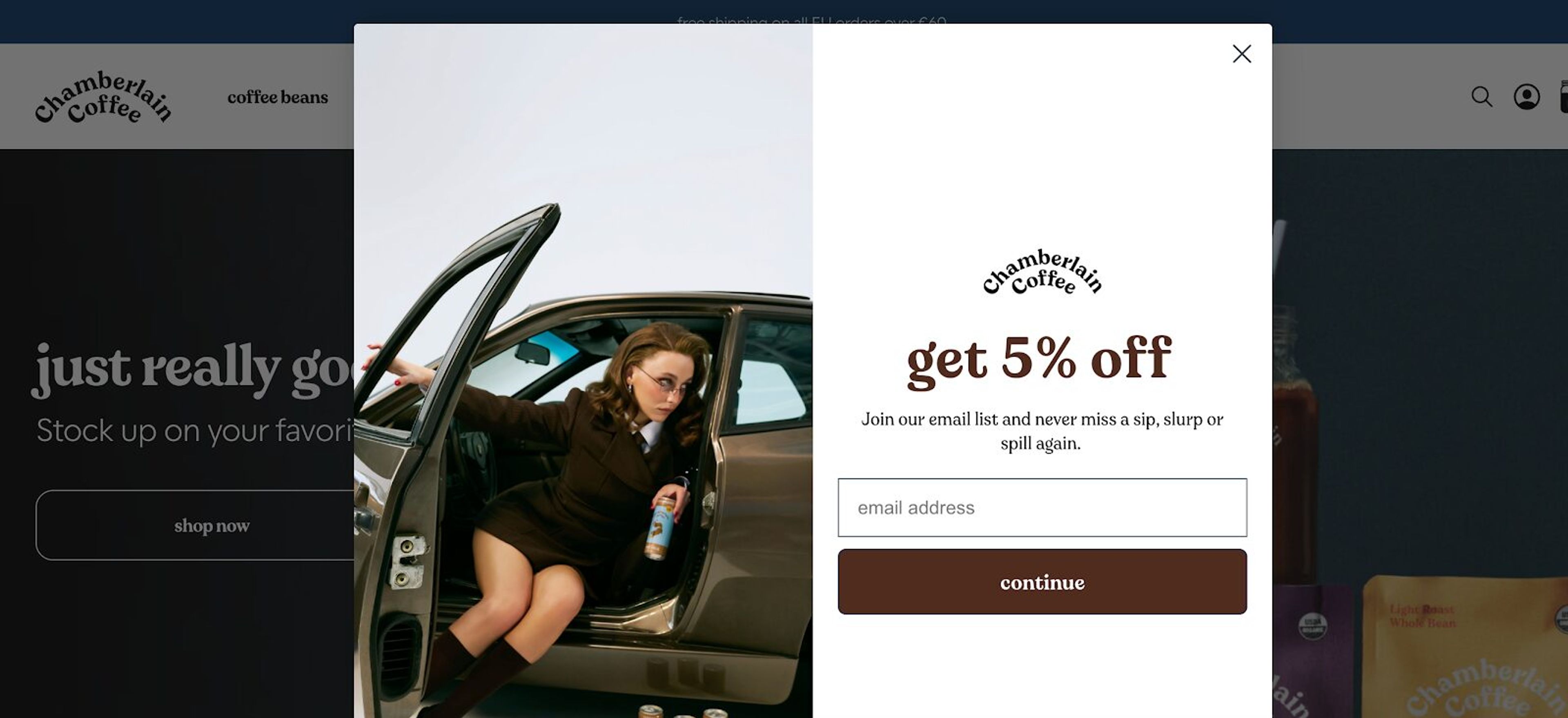 Chamberlain website popup