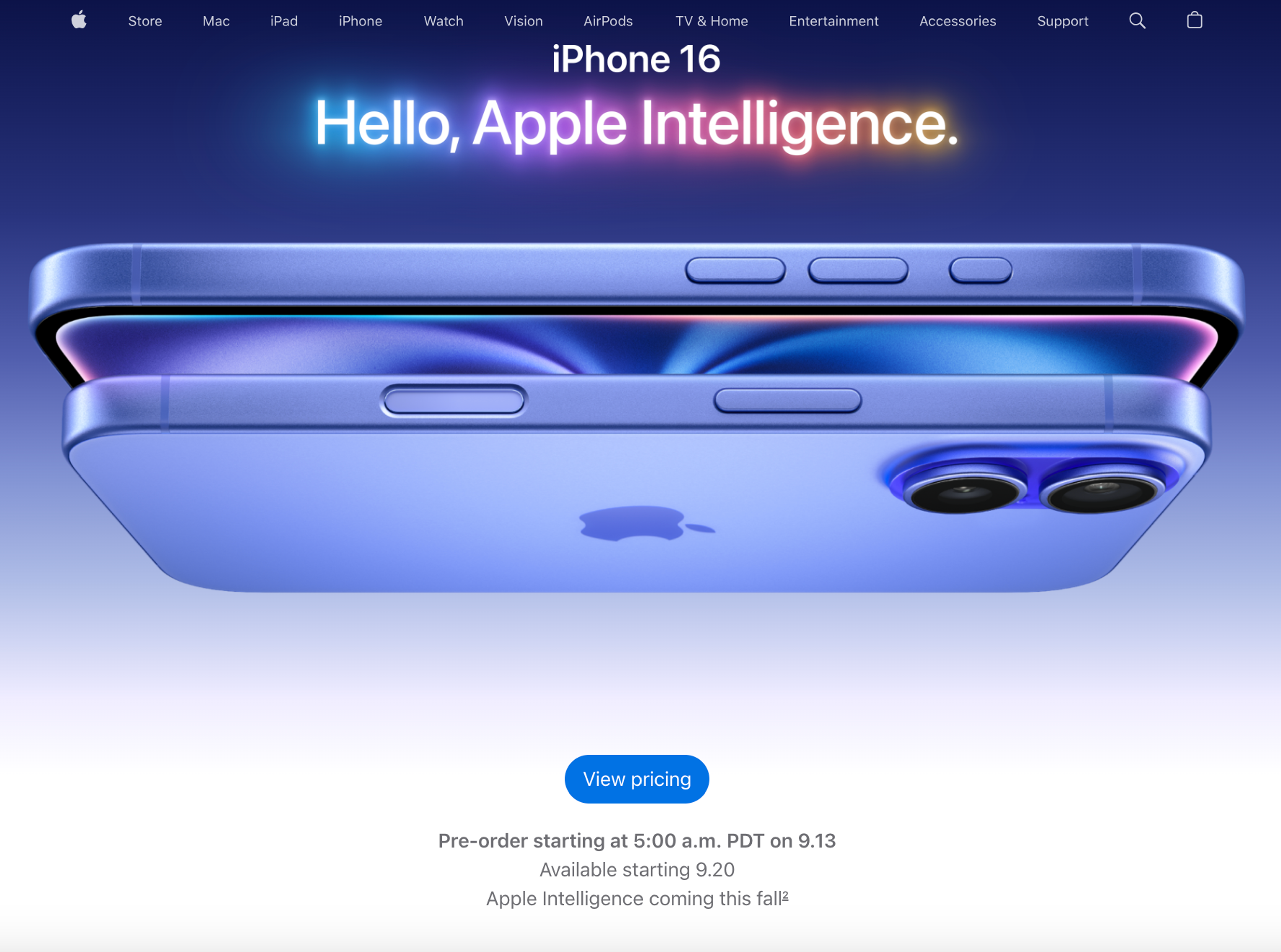 Apple product launch landing page