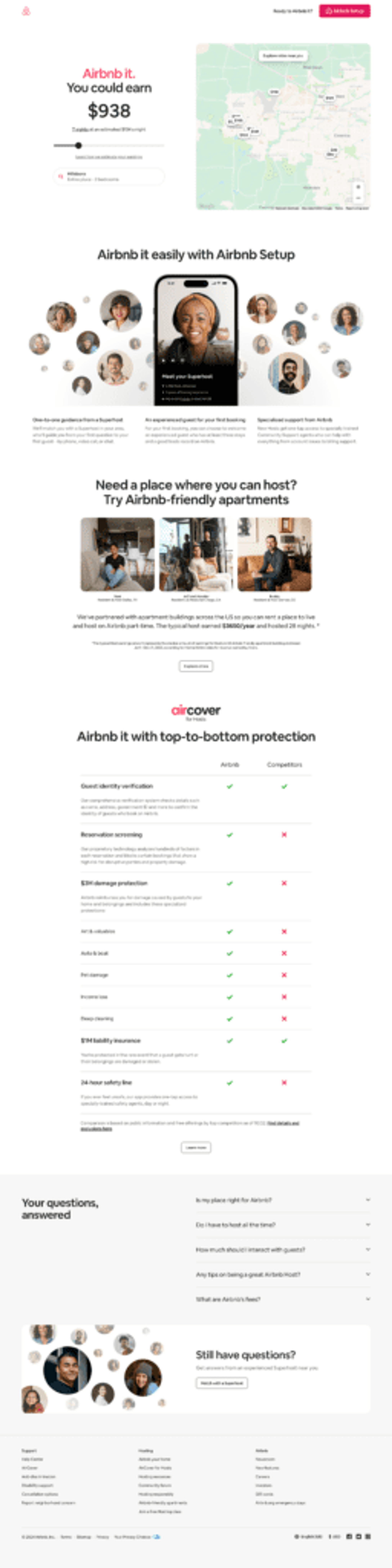Airbnb sales landing page