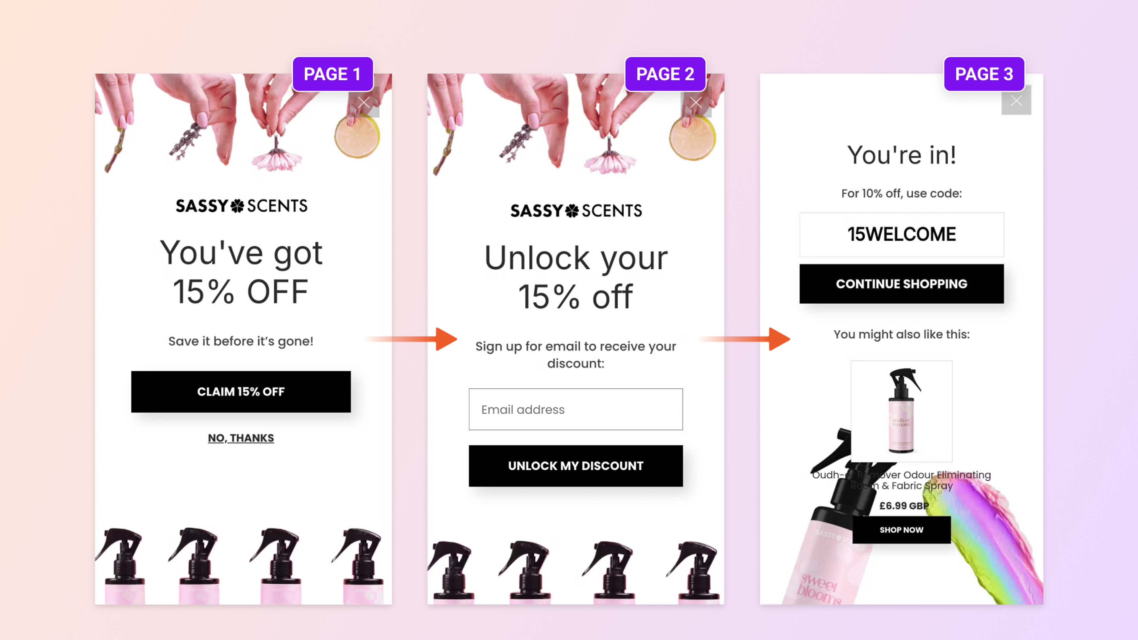 Sassy Scents smart discount popup