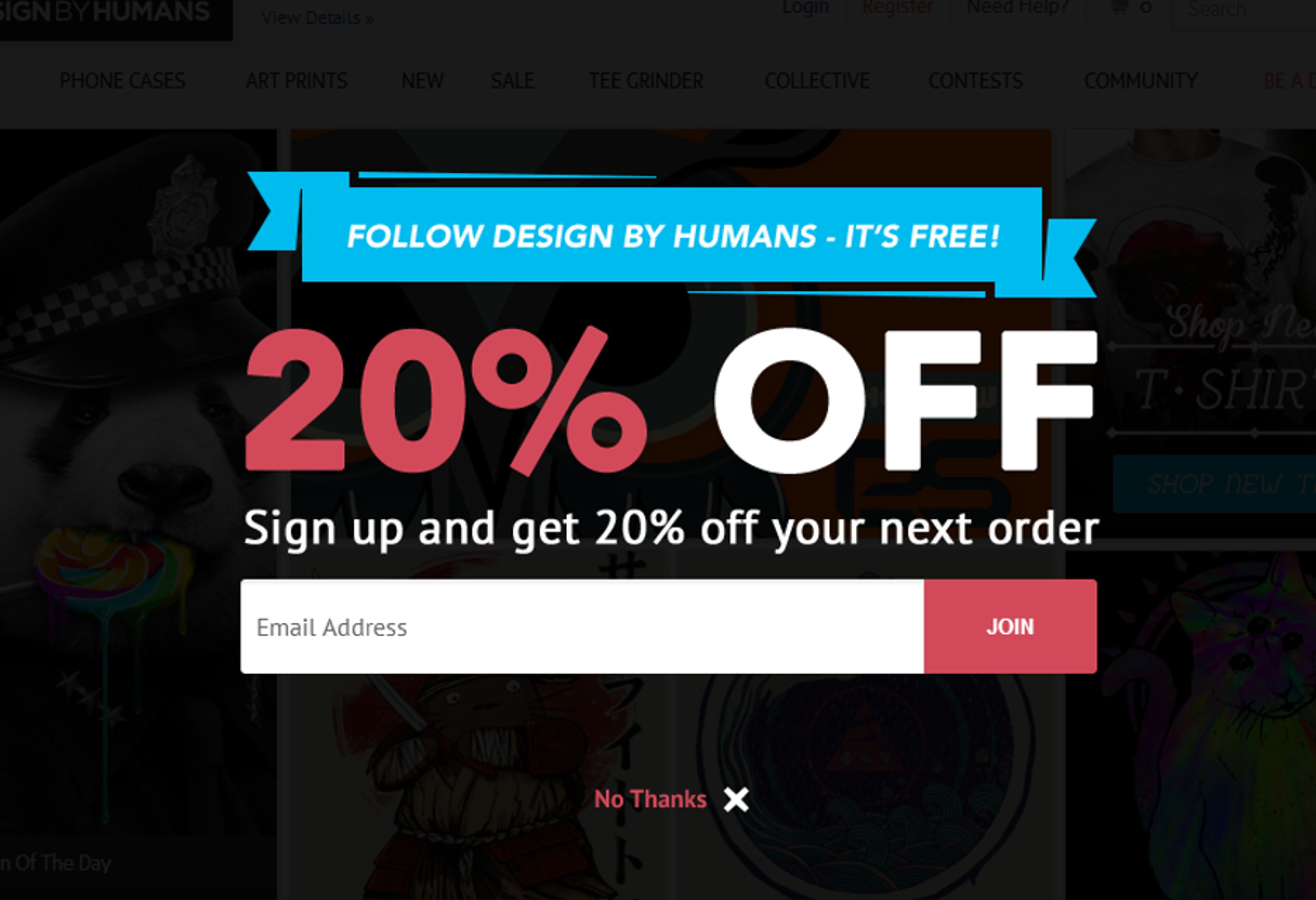 Example of e-commerce pop-up offering a discount
