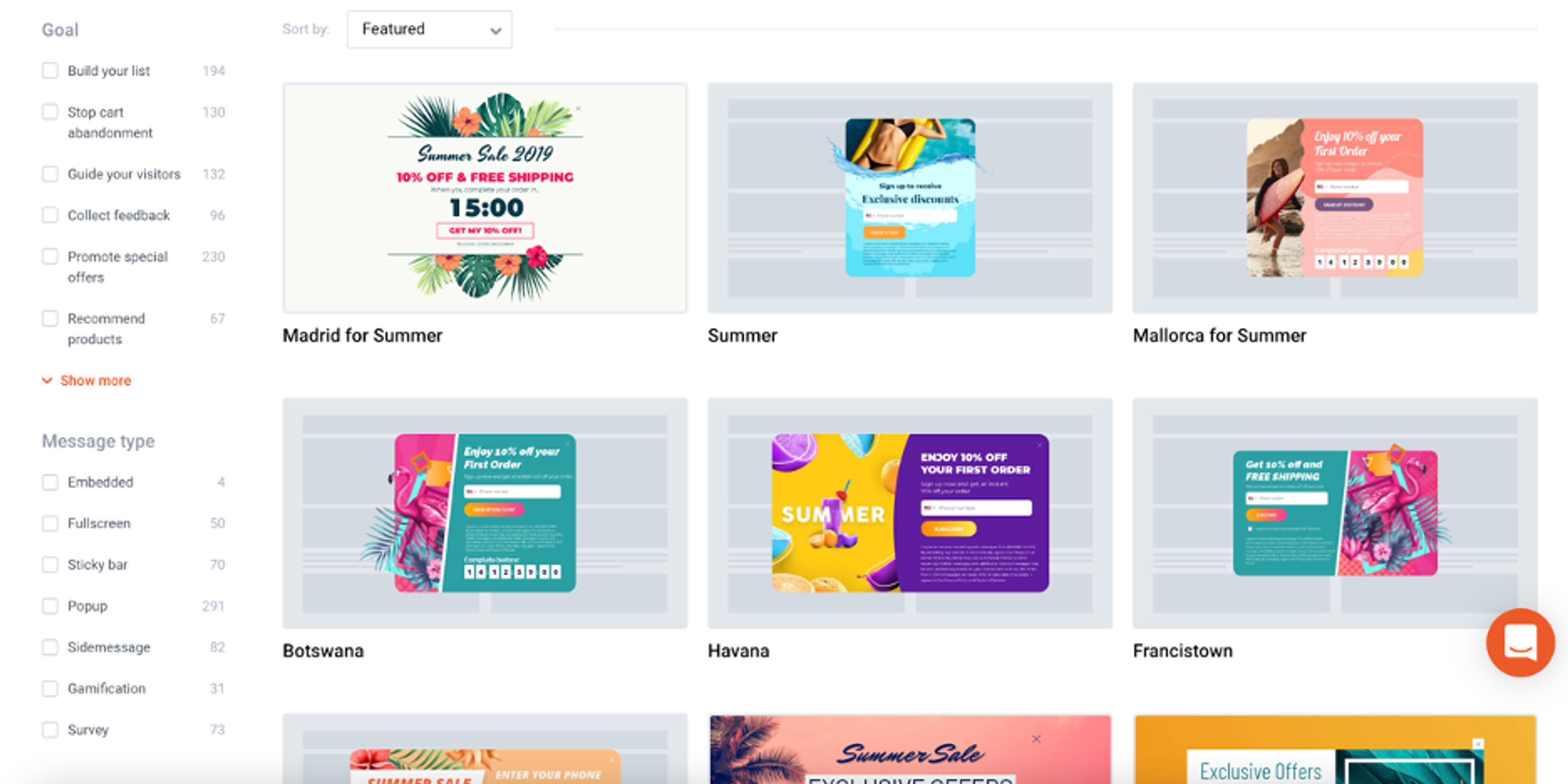 OptiMonk has hundreds of popup templates, like cart abandonment or exit intent popups.