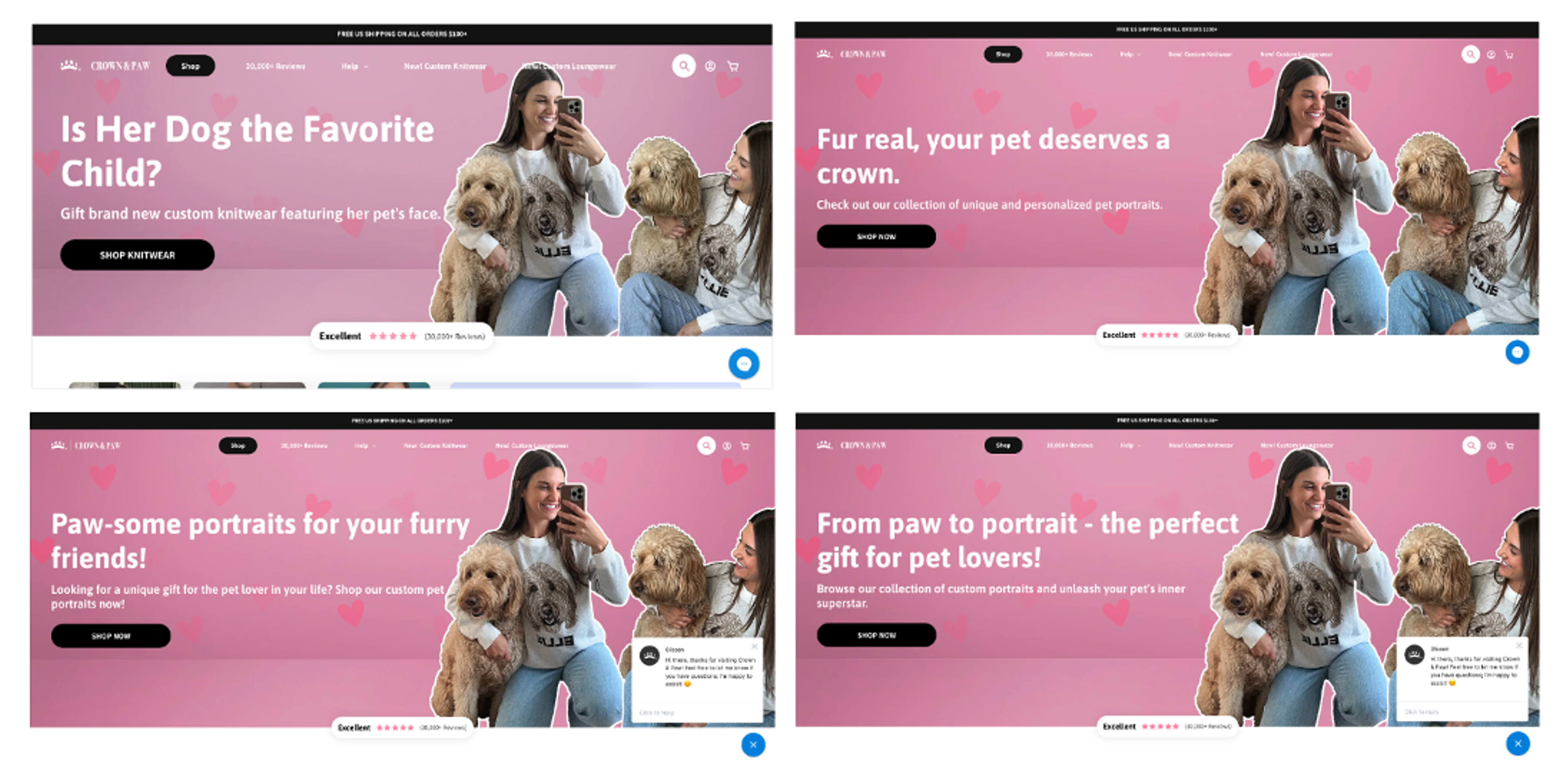 Crown &amp; Paw ecommerce store A/B testing