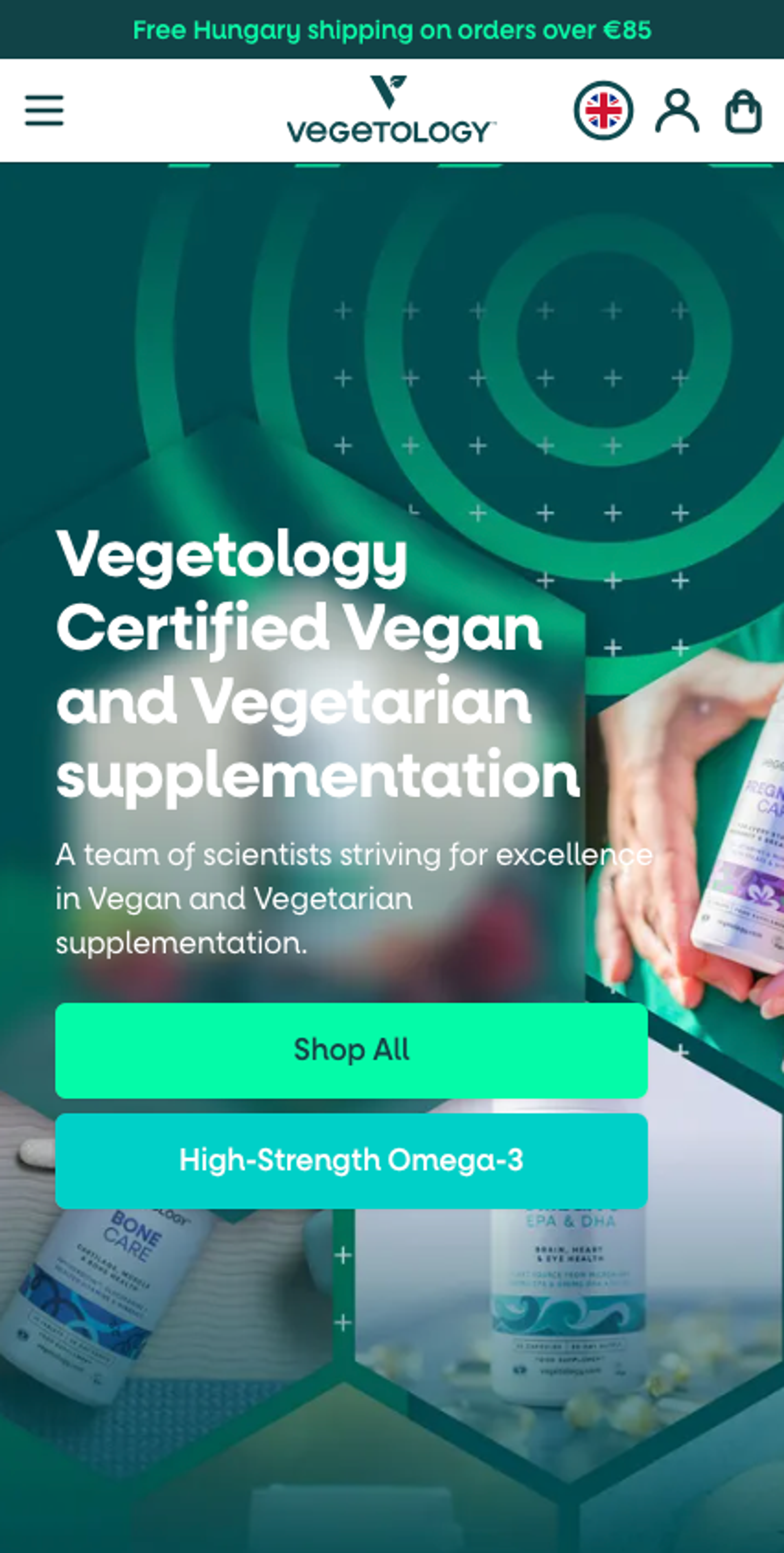 Vegetology well-designed landing page on mobile