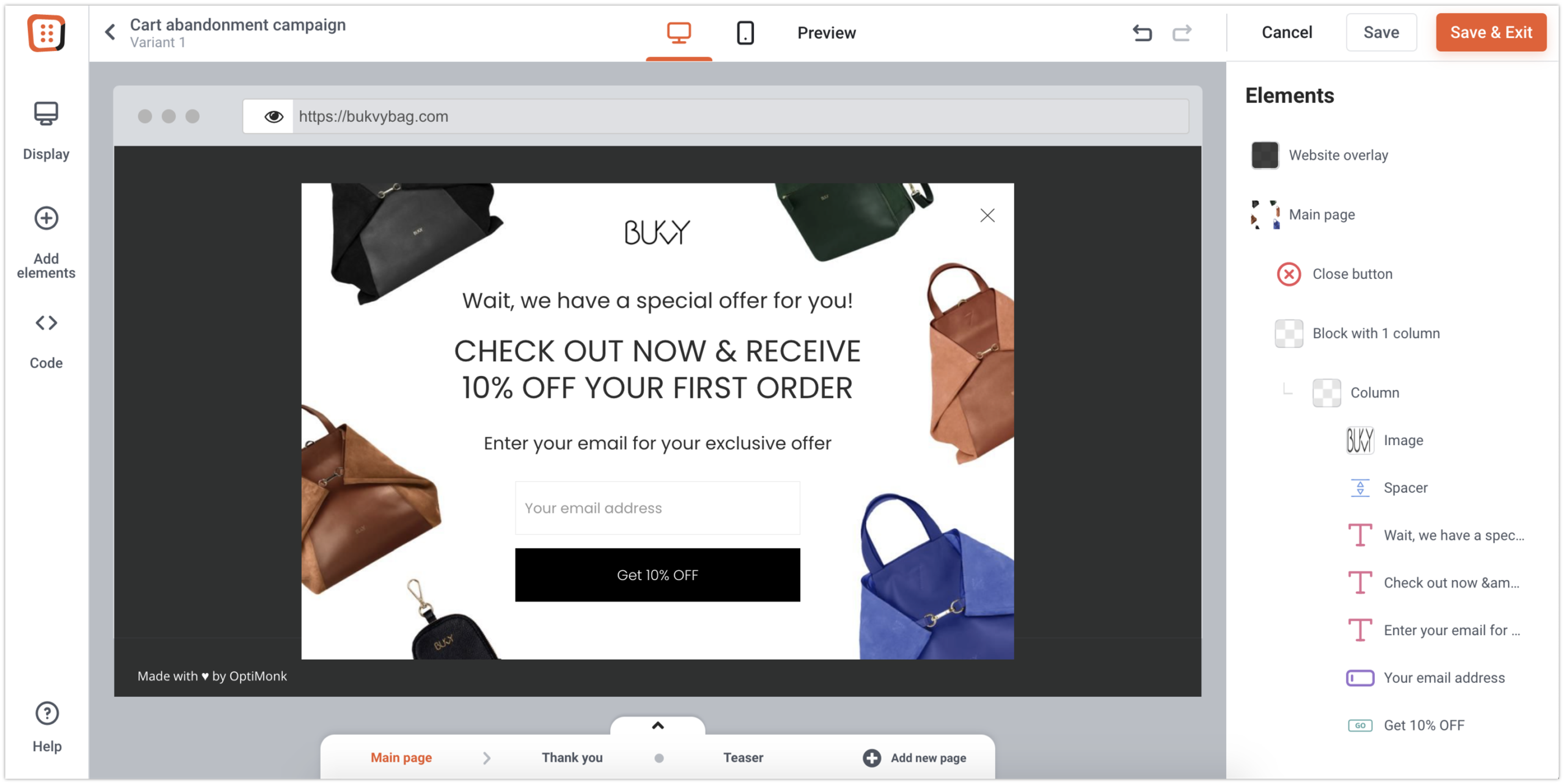 Offer a discount for cart abandoners