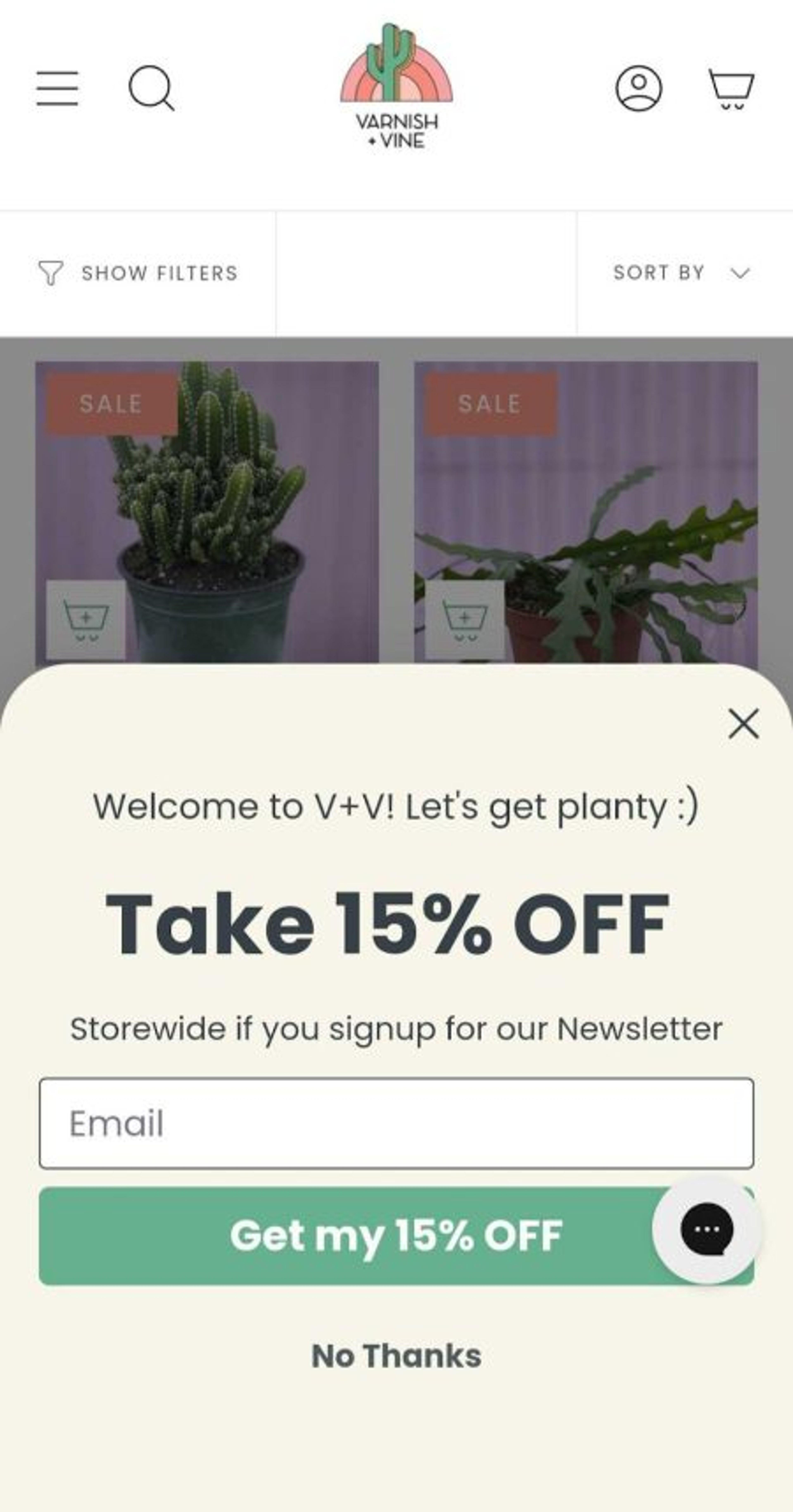Varnish and Vine's mobile popup helps to increase direct mobile sales
