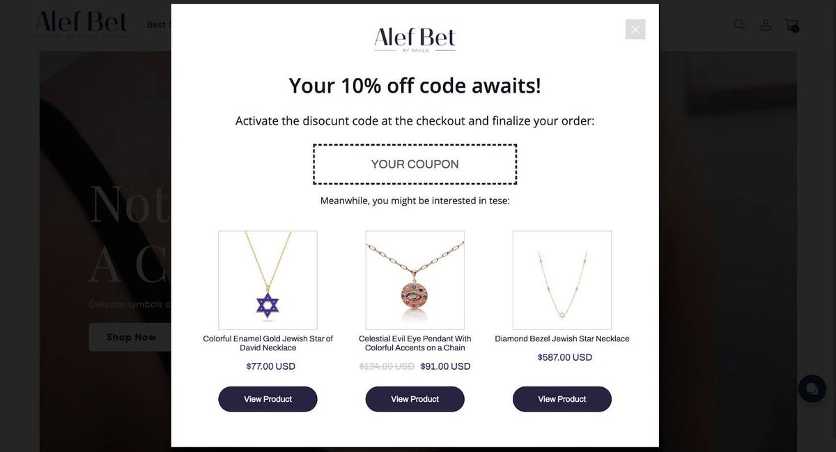 Alef Bet welcome popup