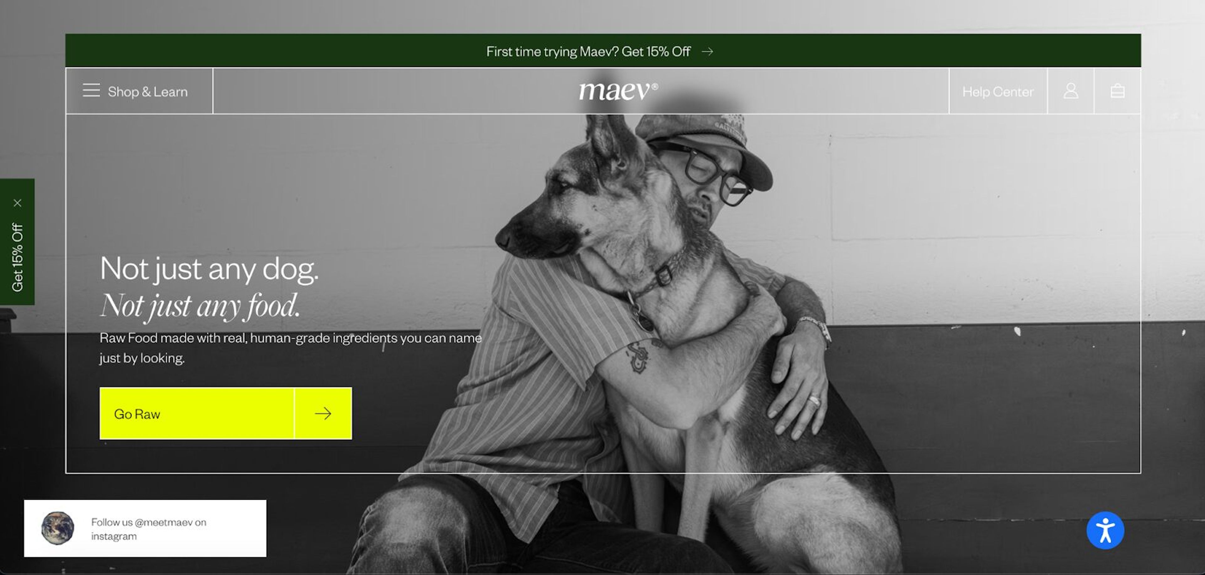 Maev's website is very well thought out. Minimalist, yet compelling.