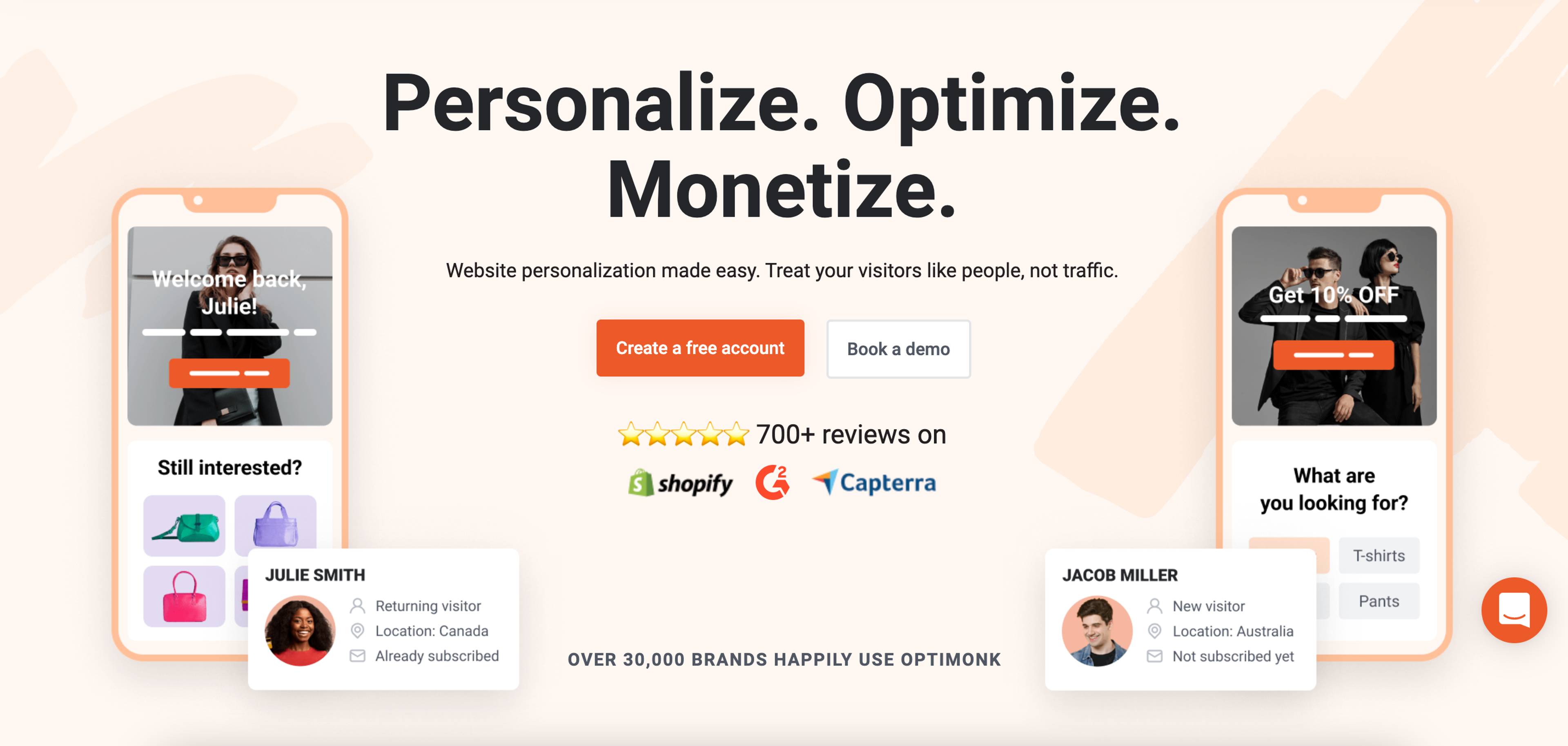 OptiMonk real-time personalization platform for ecommerce businesses