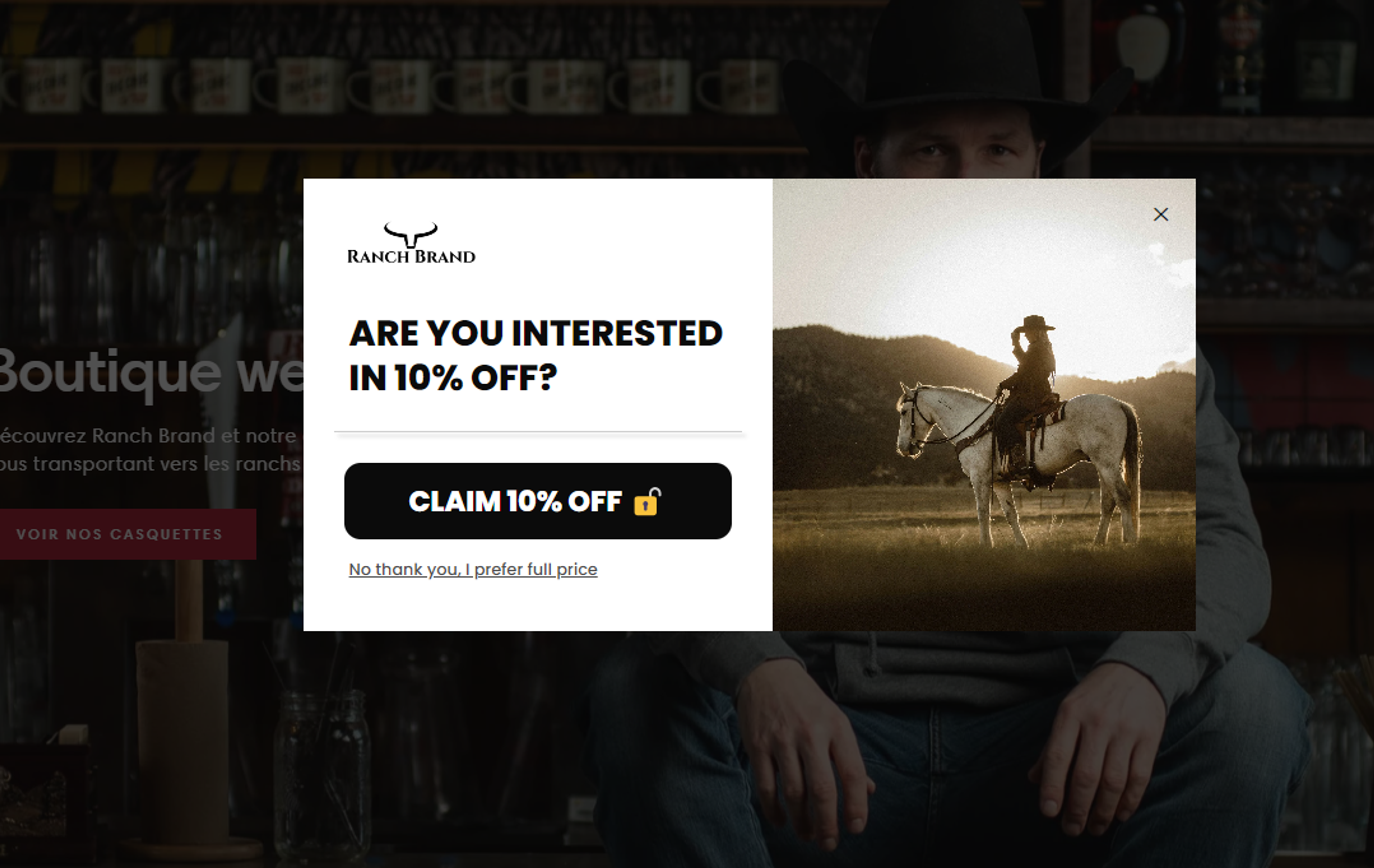 Ranchbrand discount popup