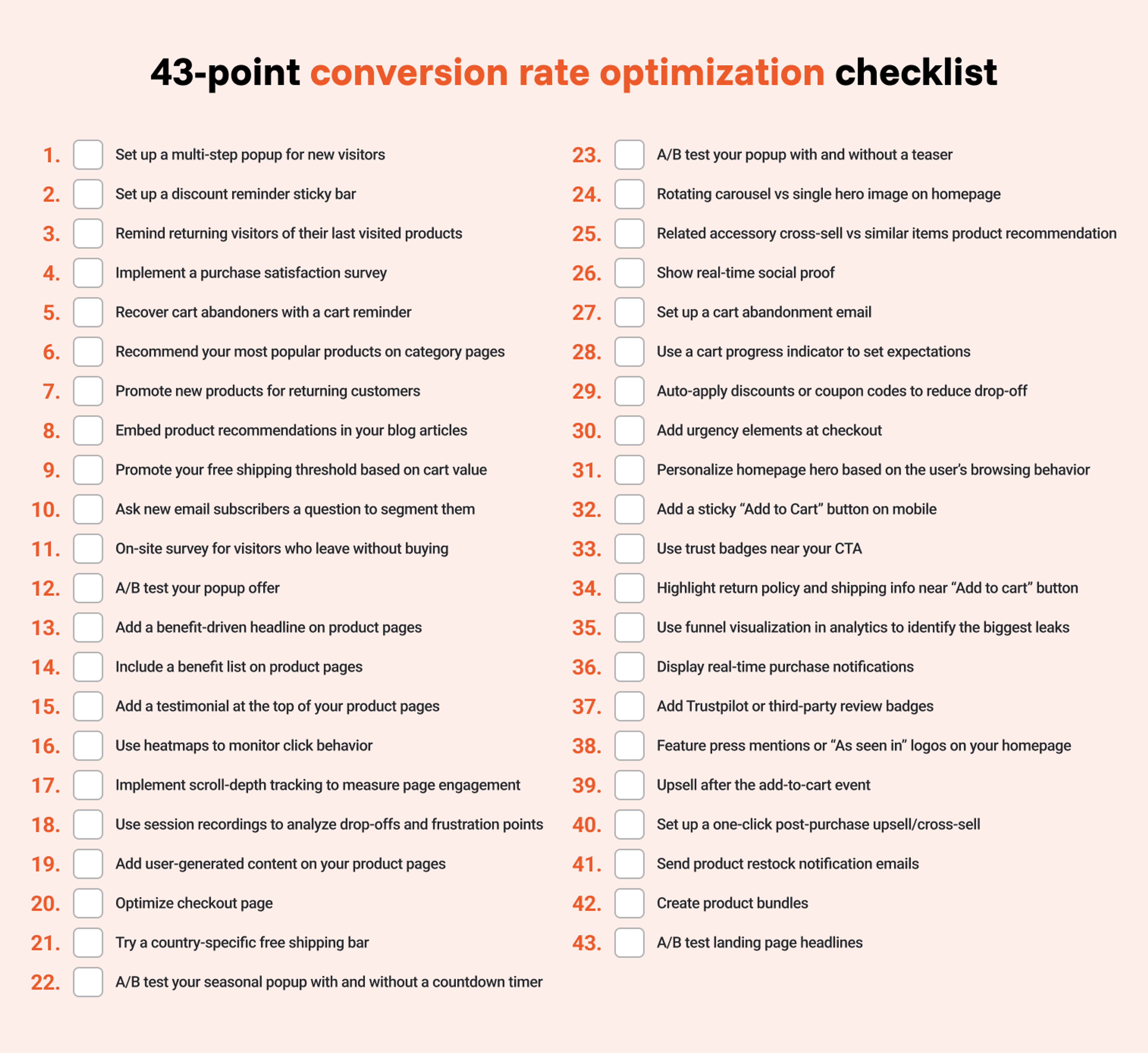 Ecommerce CRO checklist