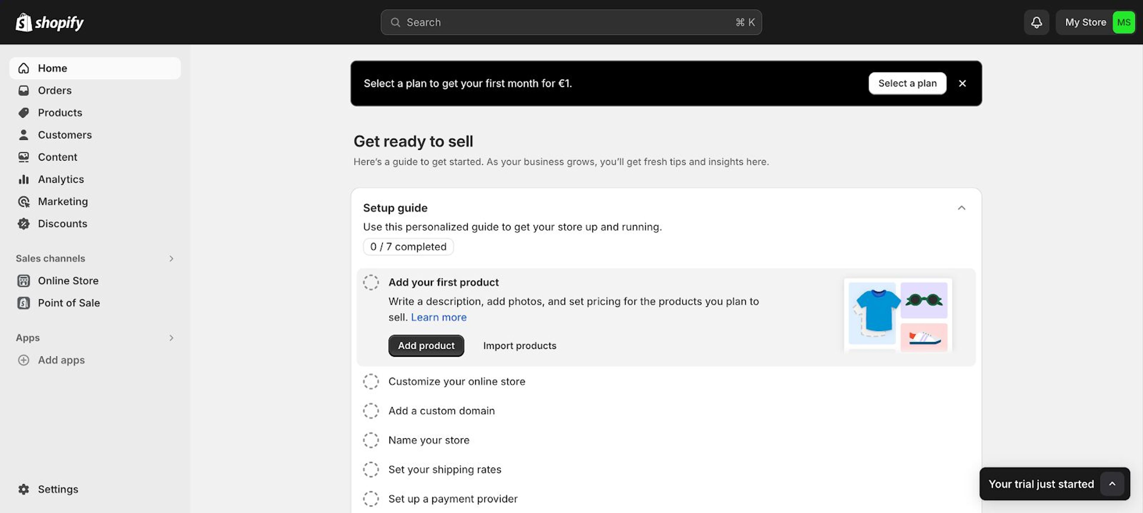 The first step of featured collection on Shopify is to log in to admin on the home page.