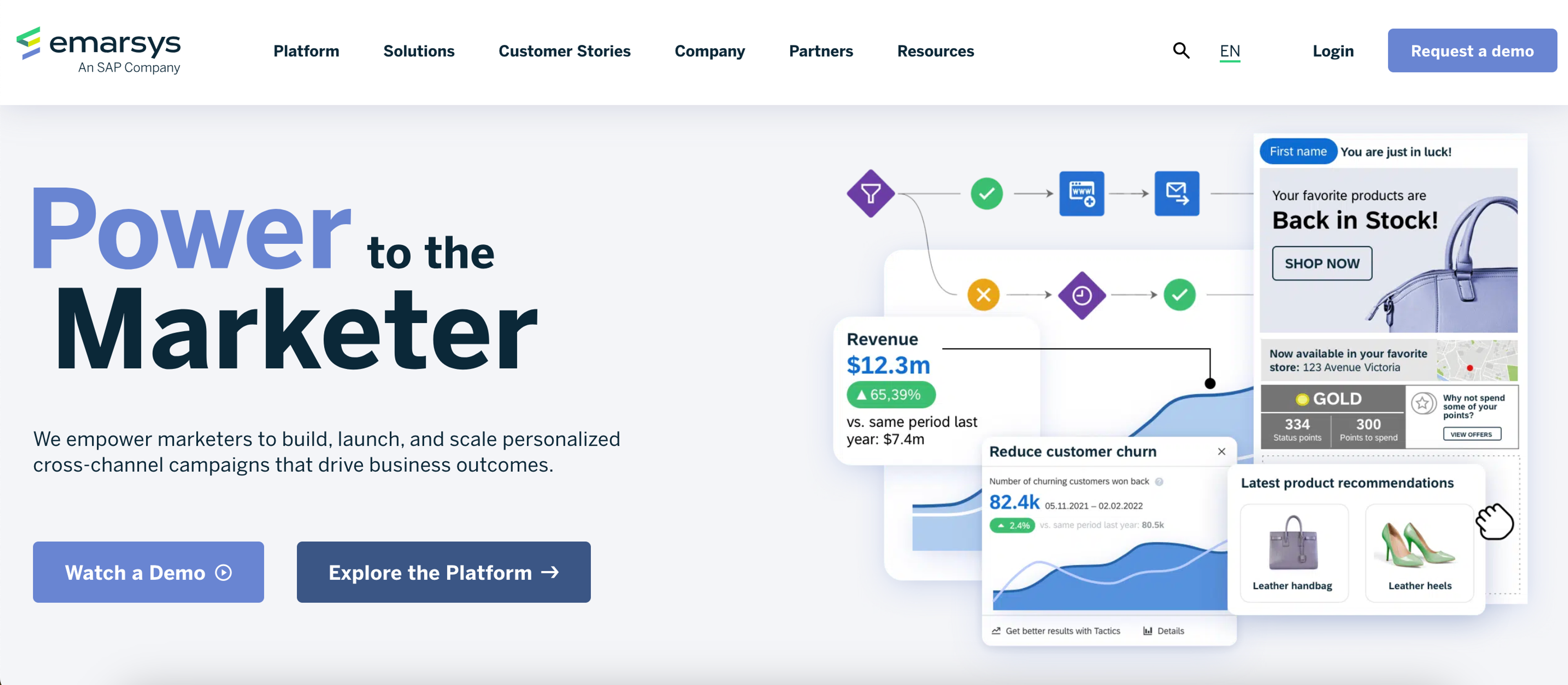 Emarsys helps to create personalized cross-channel campaigns.