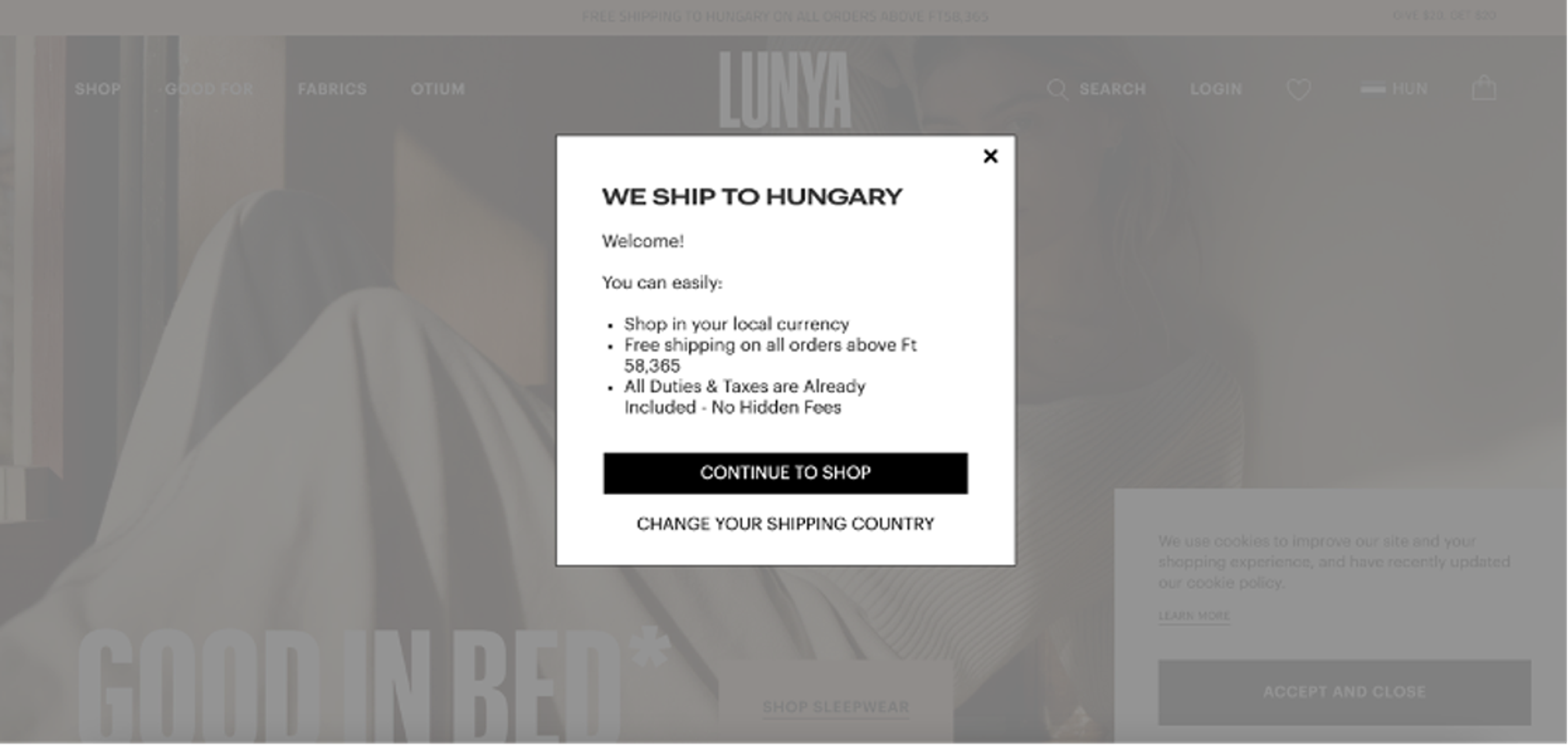 Lunya ecommerce personalization example