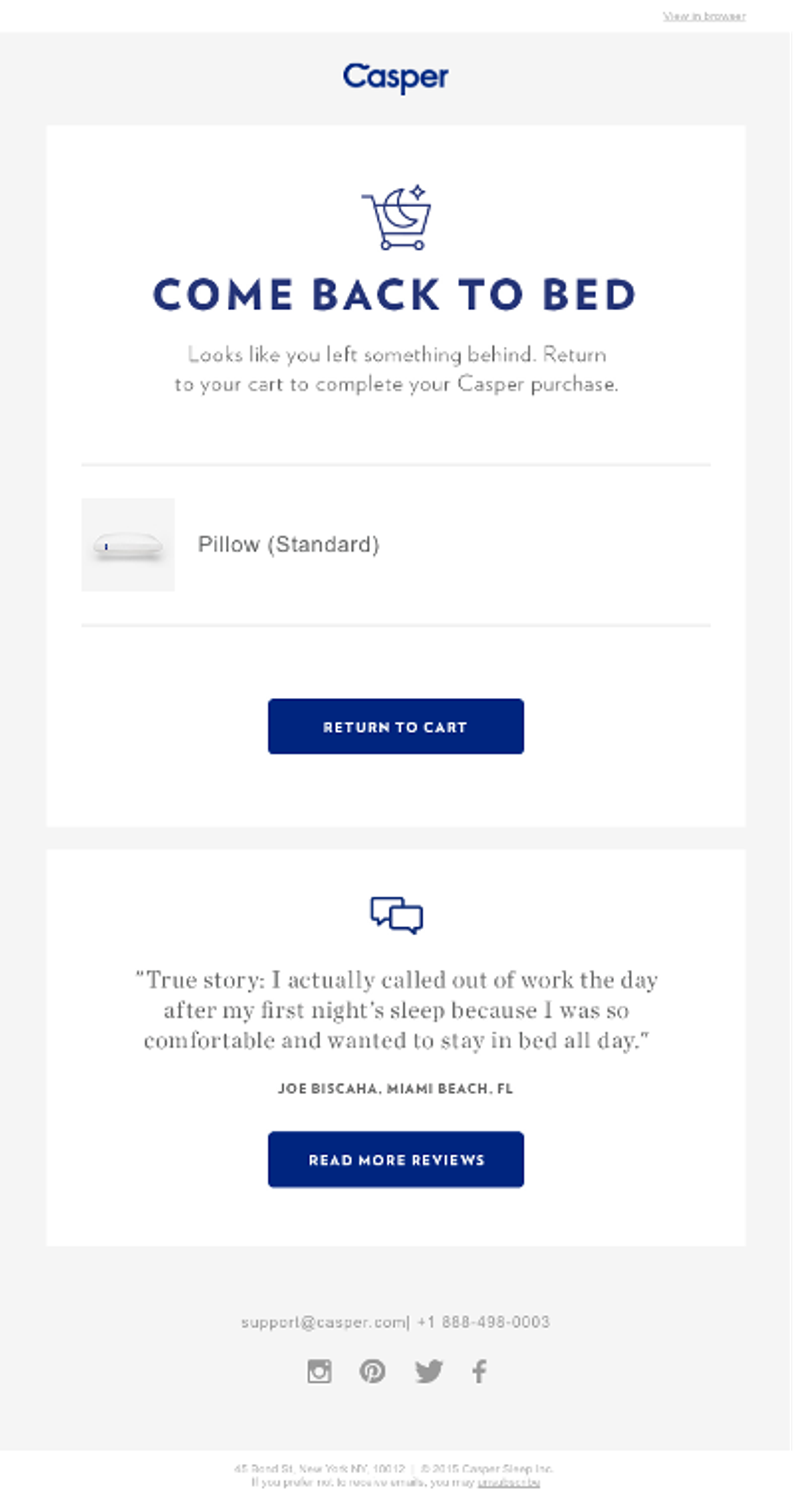 A Casper marketing email