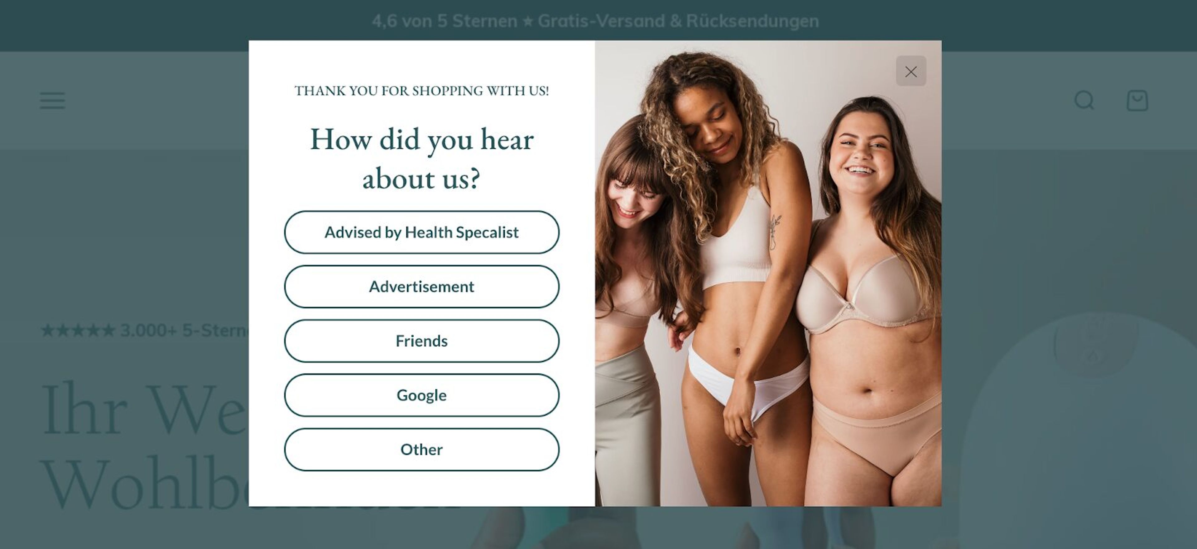 Build trust similarly to Perifit by asking your website visitors where do they heard about the brand.