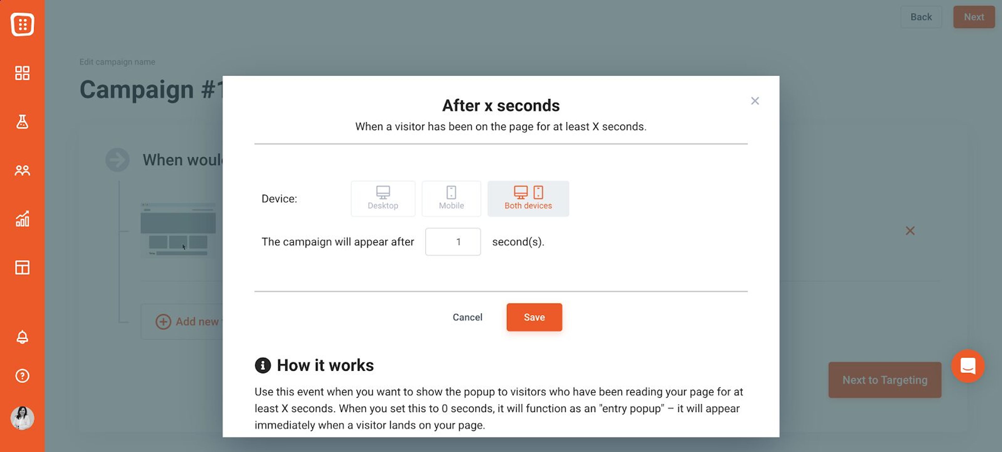 OptiMonk triggering options