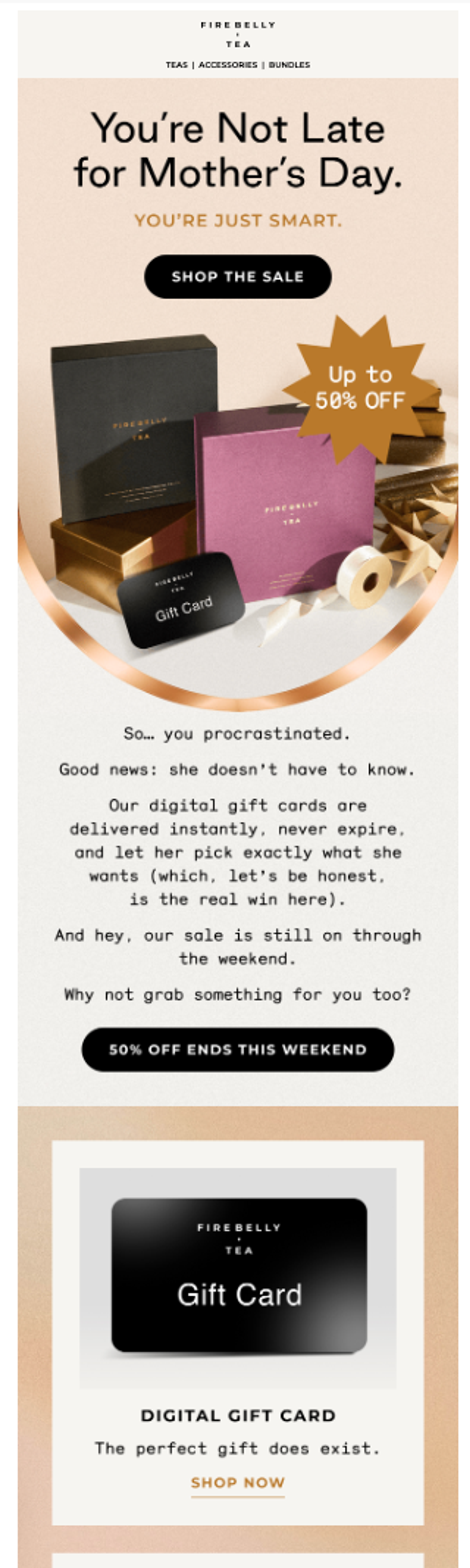 Mother Days email by Firebelly Tea