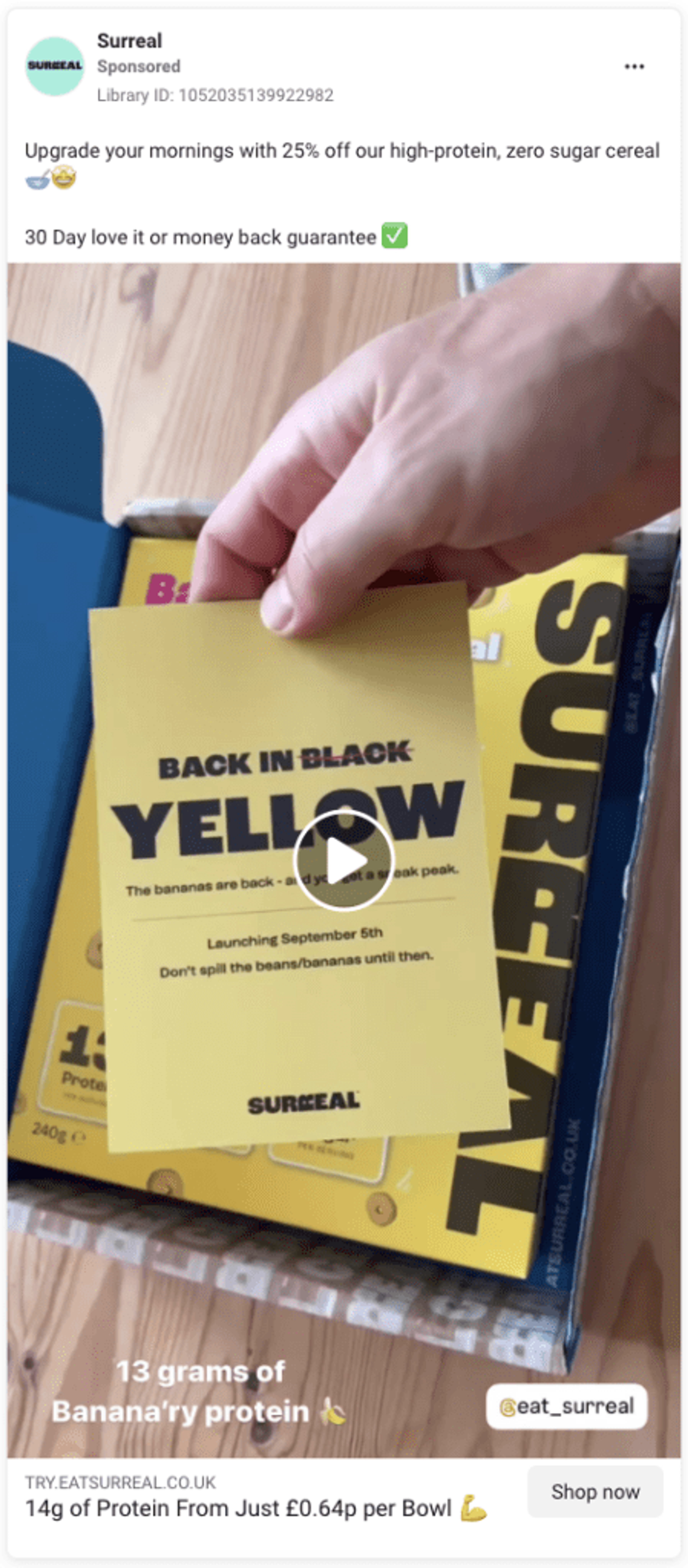 Surrel video ad on Facebook