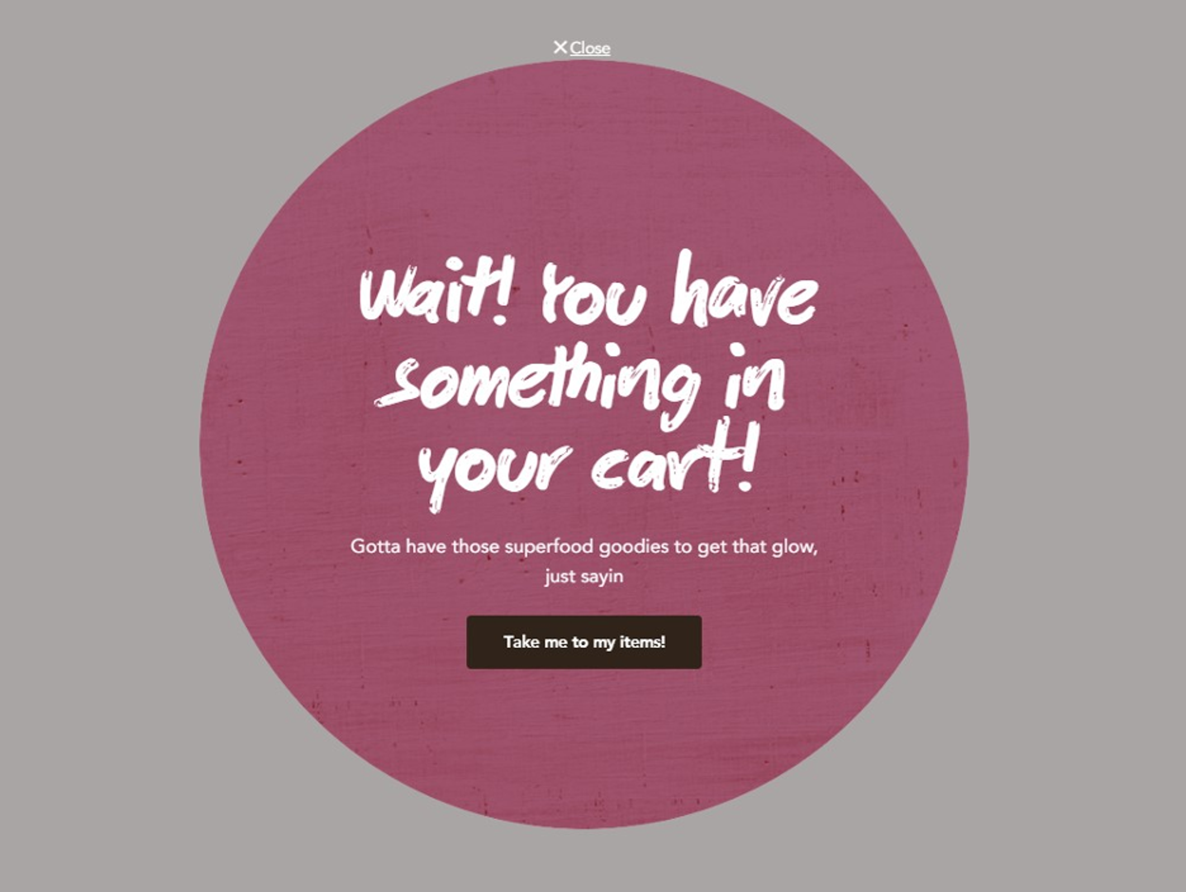 Abandoned checkout reminder popup