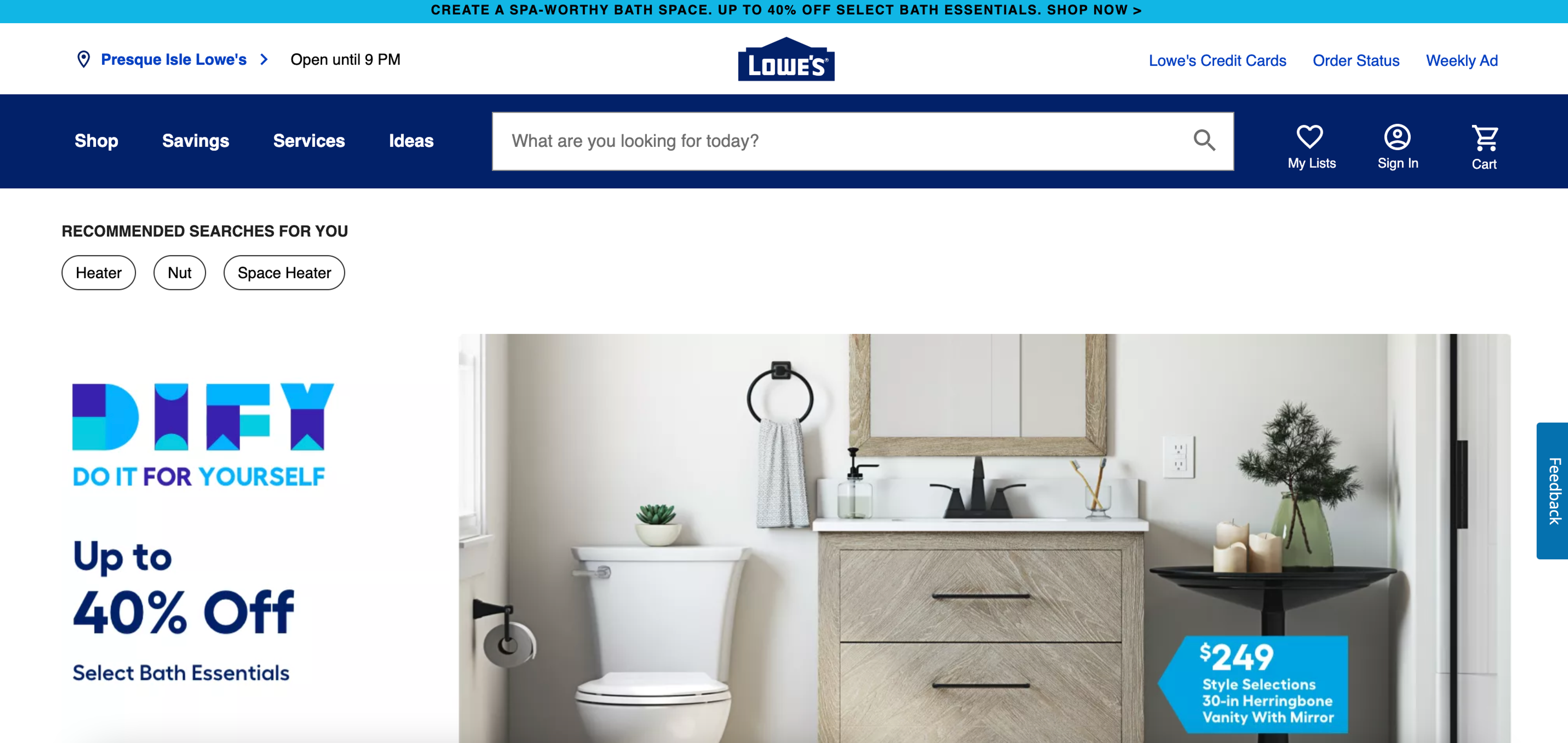 Lowe’s ecommerce site