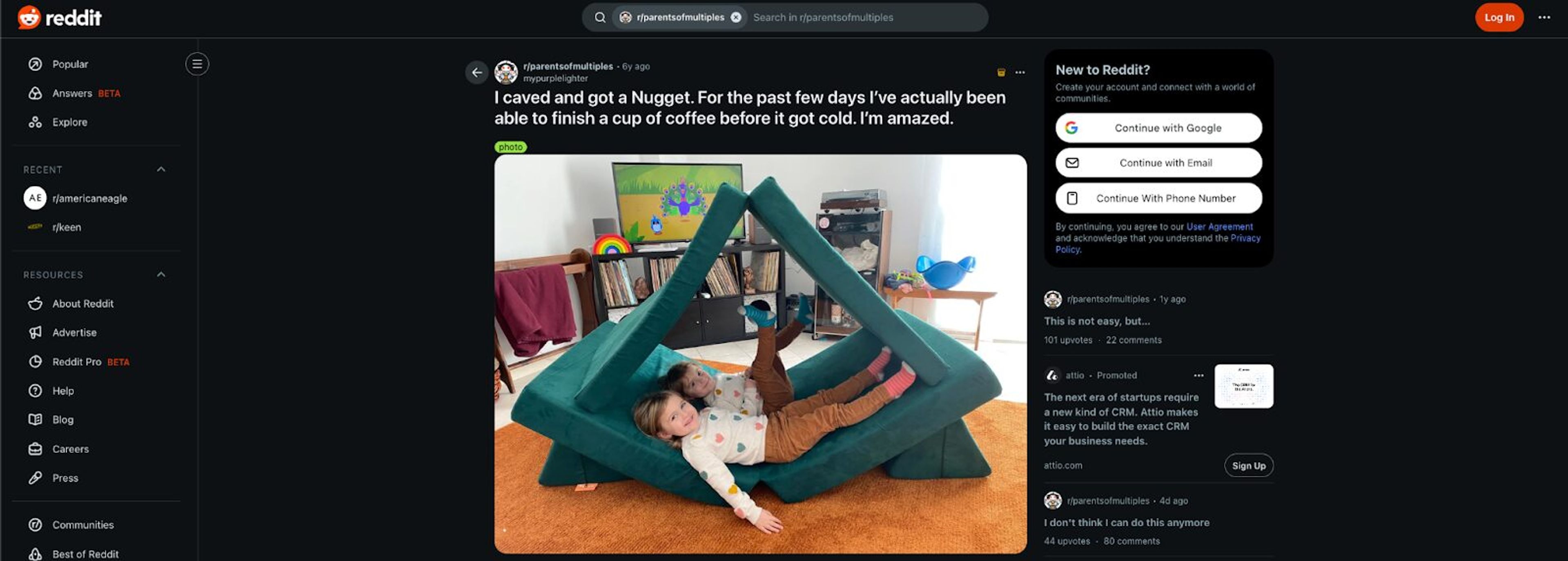 Reddit post about Nugget