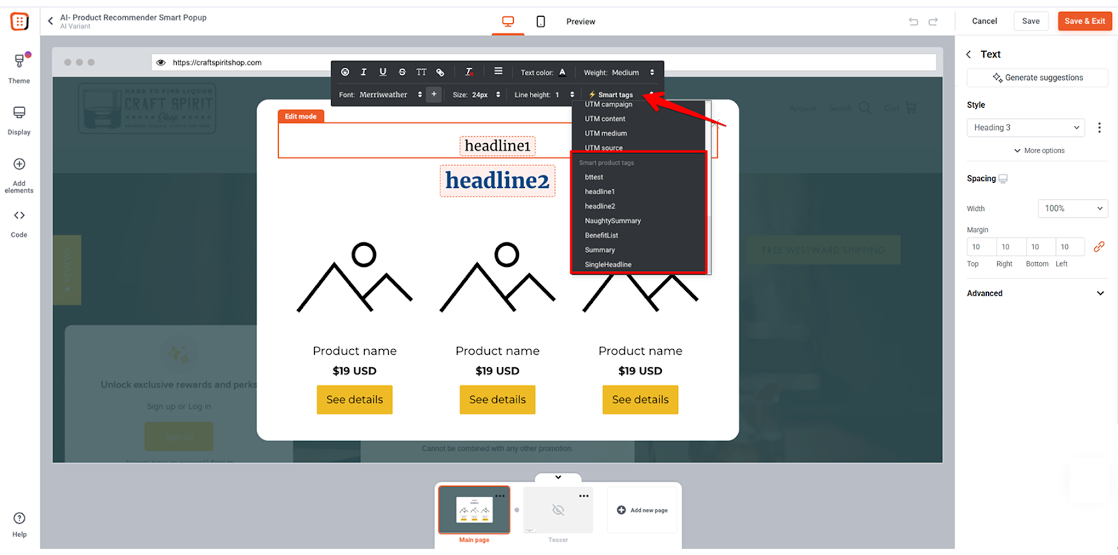 Set up AI product recommendation in OptiMonk