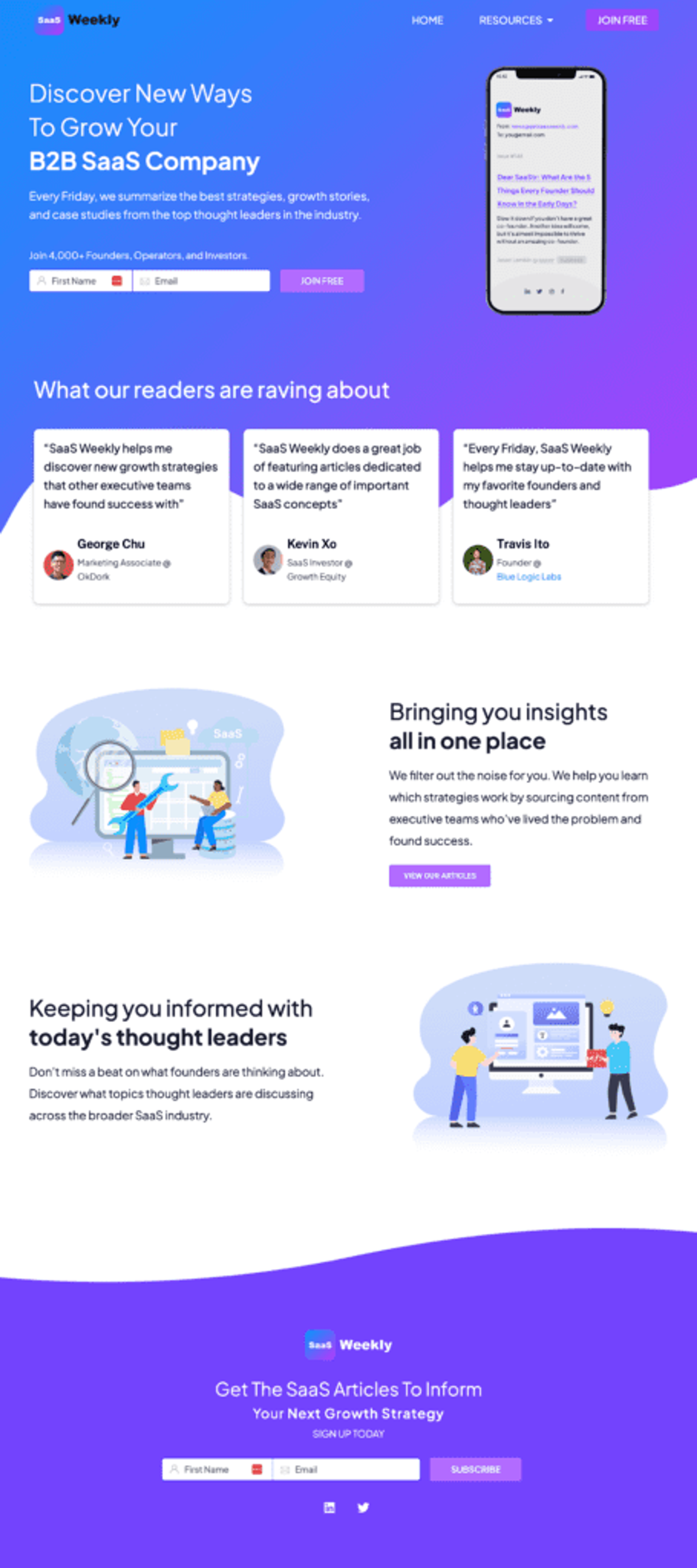 SaaS Weekly highlights subscriber benefits and provides a glimpse of content