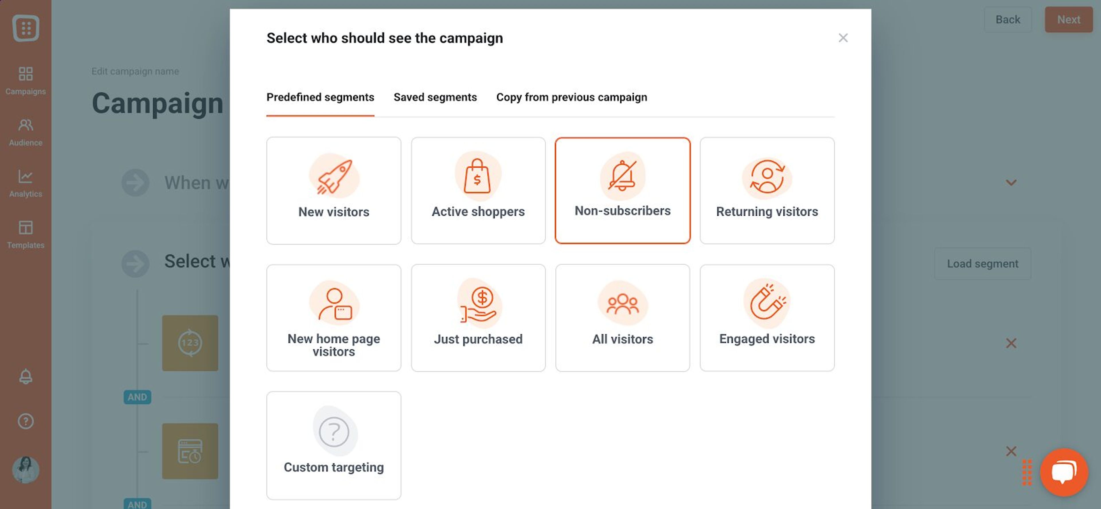 Advanced triggering and targeting in OptiMonk