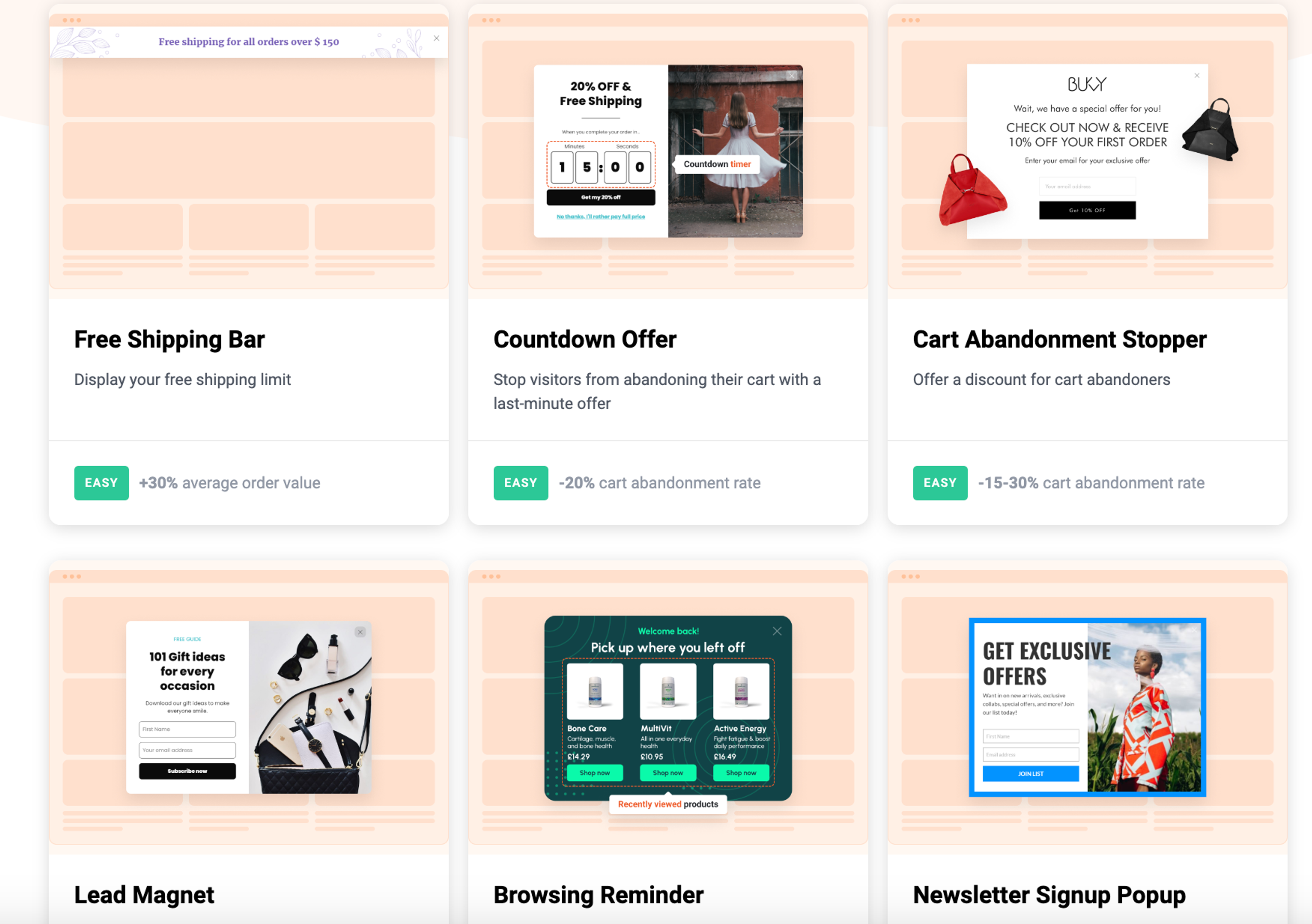 OptiMonk popup types and use cases