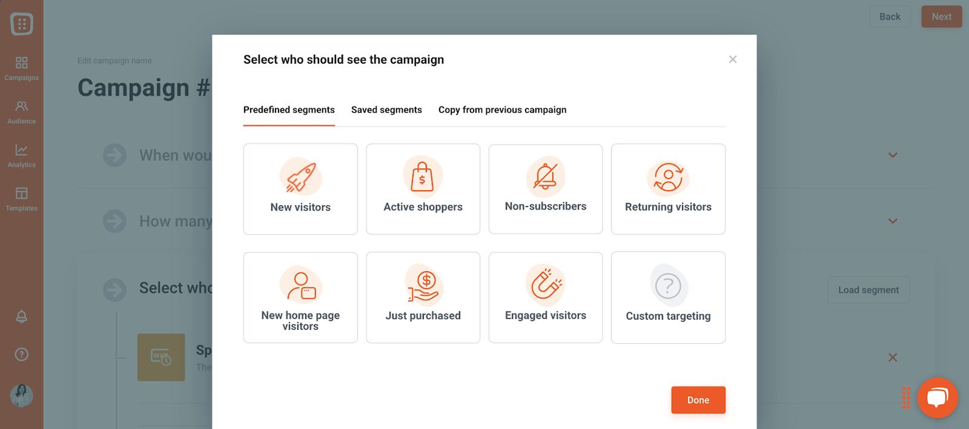 OptiMonk offer different customization and targeting options and advanced settings.