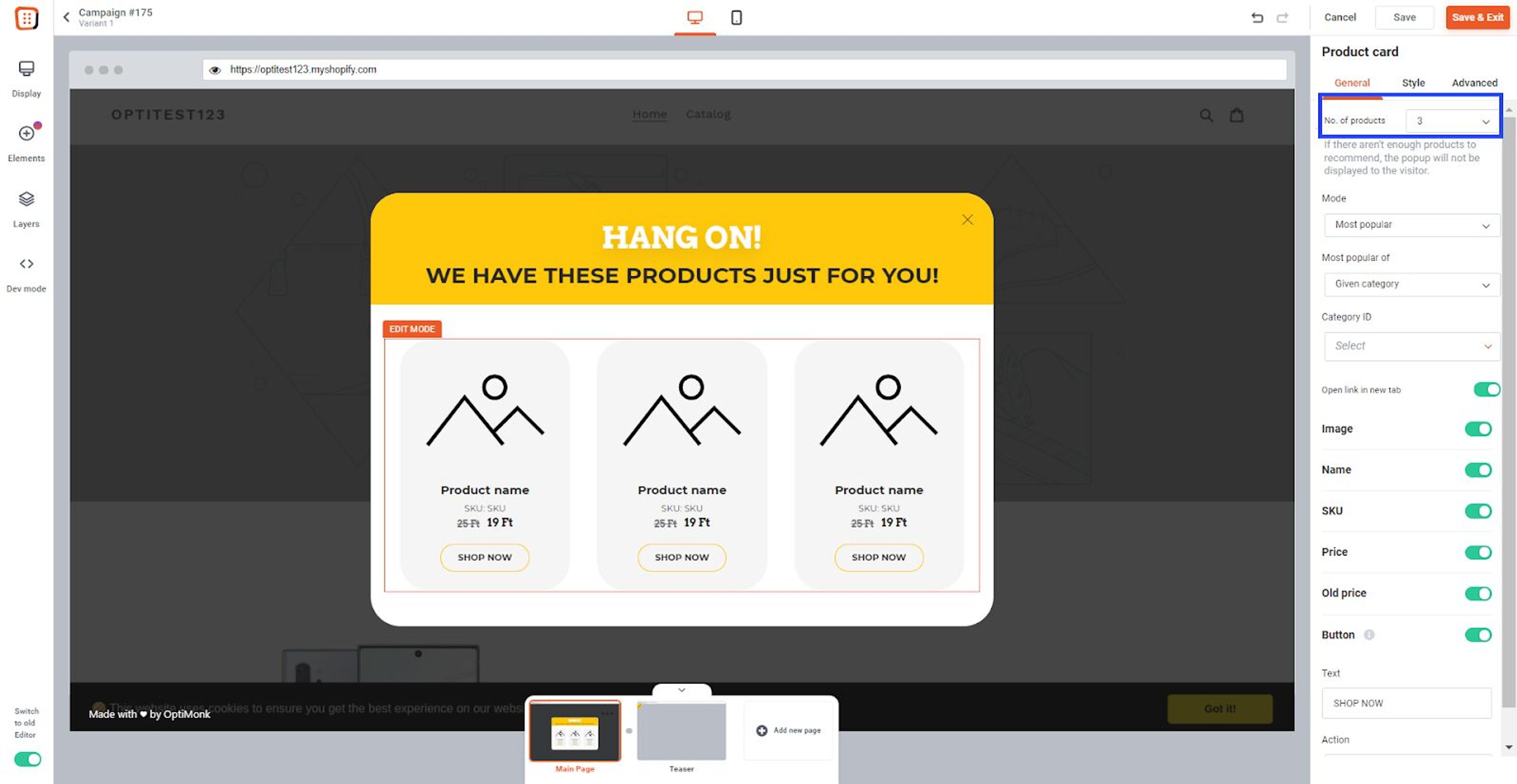 Add related products and showcase them on your product recommender popup.