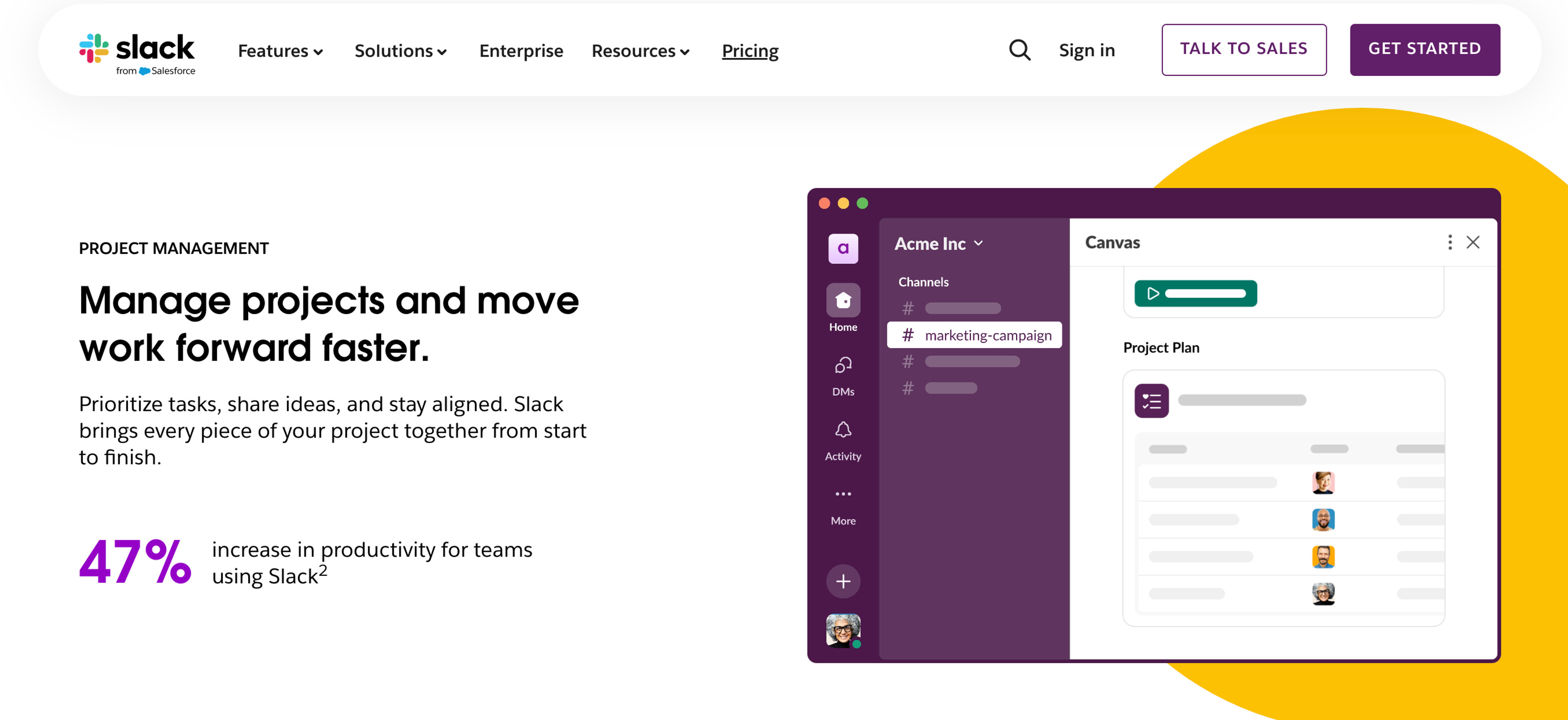 Slack great copywriting on homepage