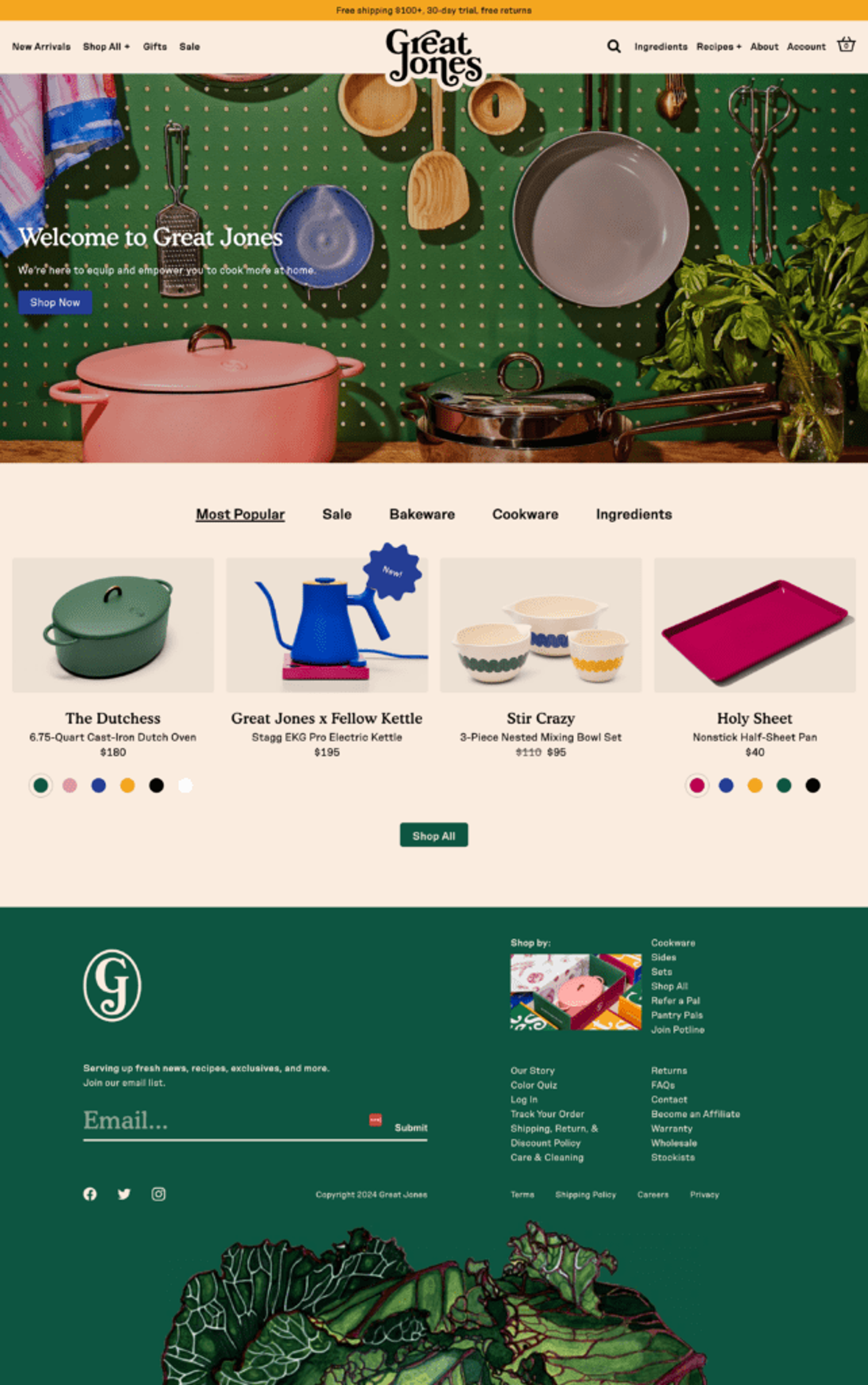 Great Jones sales landing page