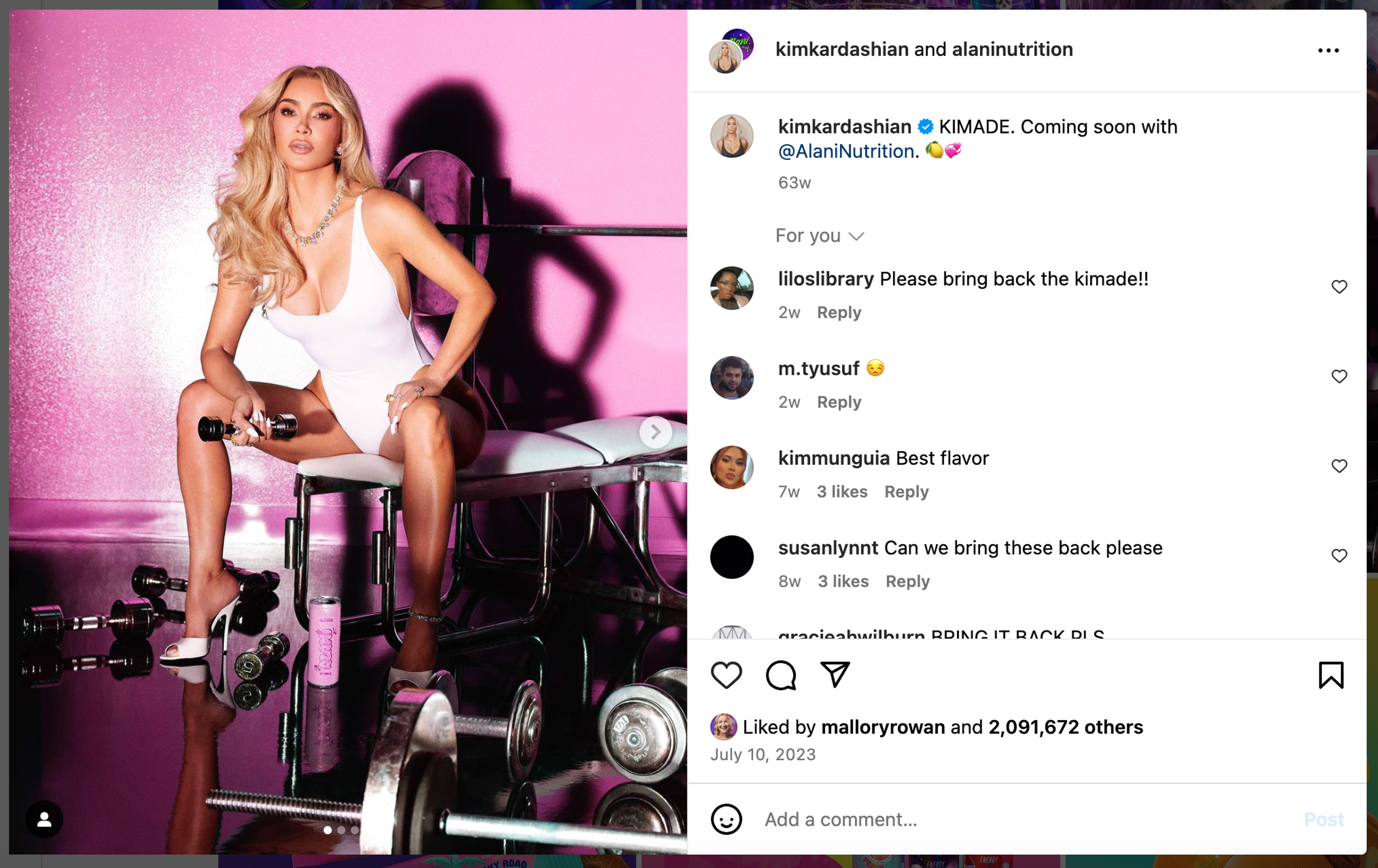 Alani Nu’s partnership with Kim Kardashian