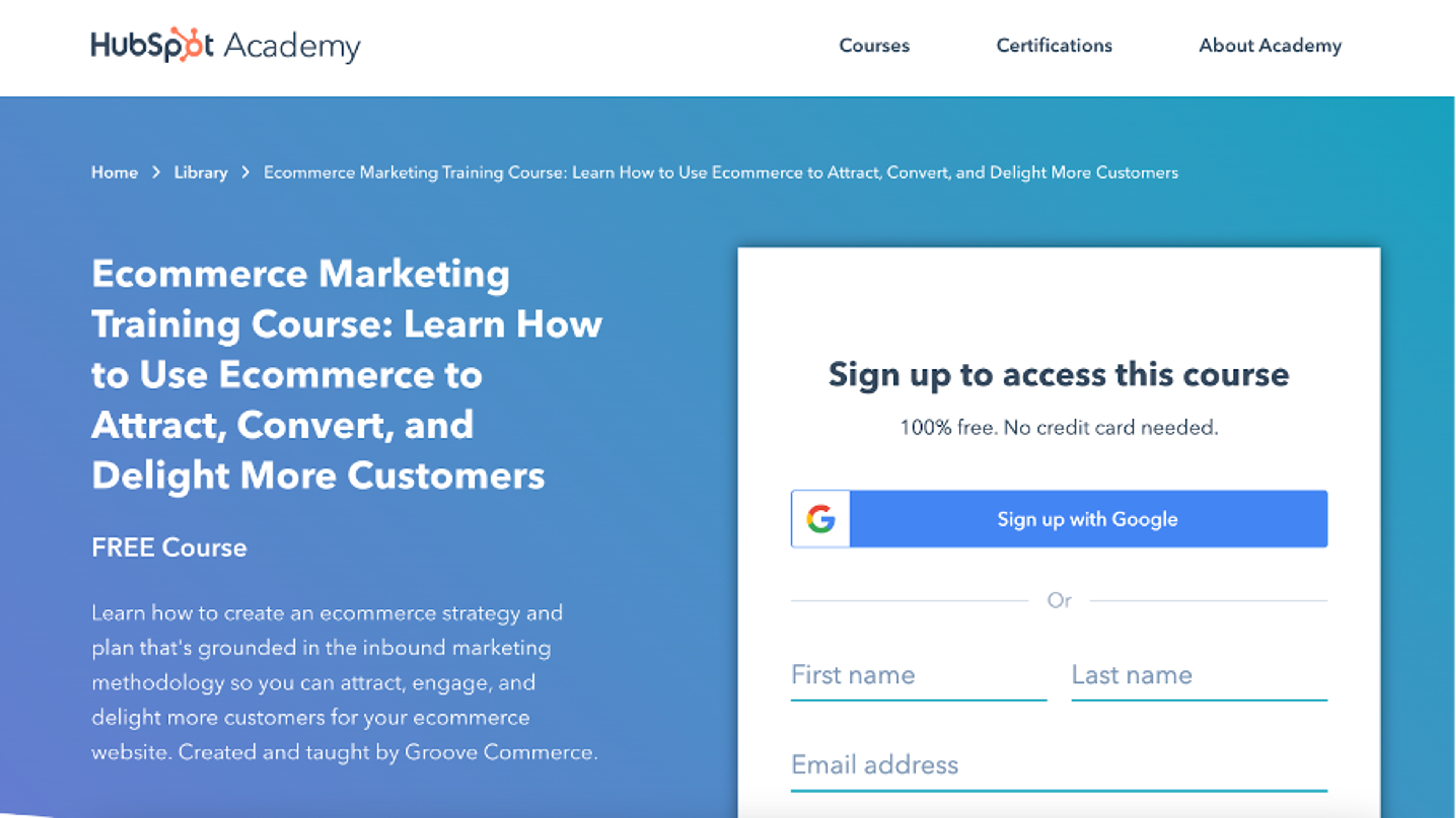 Hubspot Ecommerce Marketing Training Course