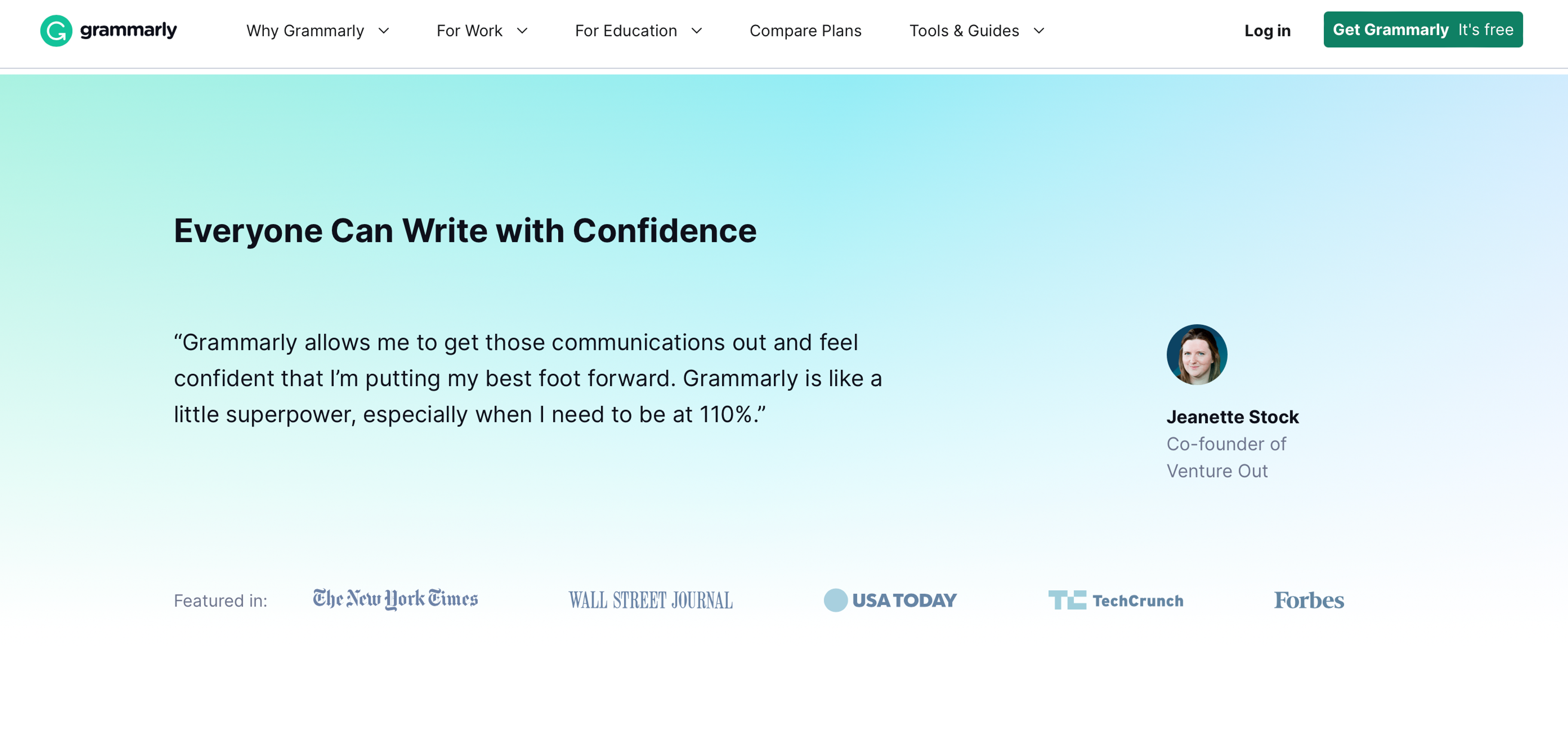 Grammarly landing page