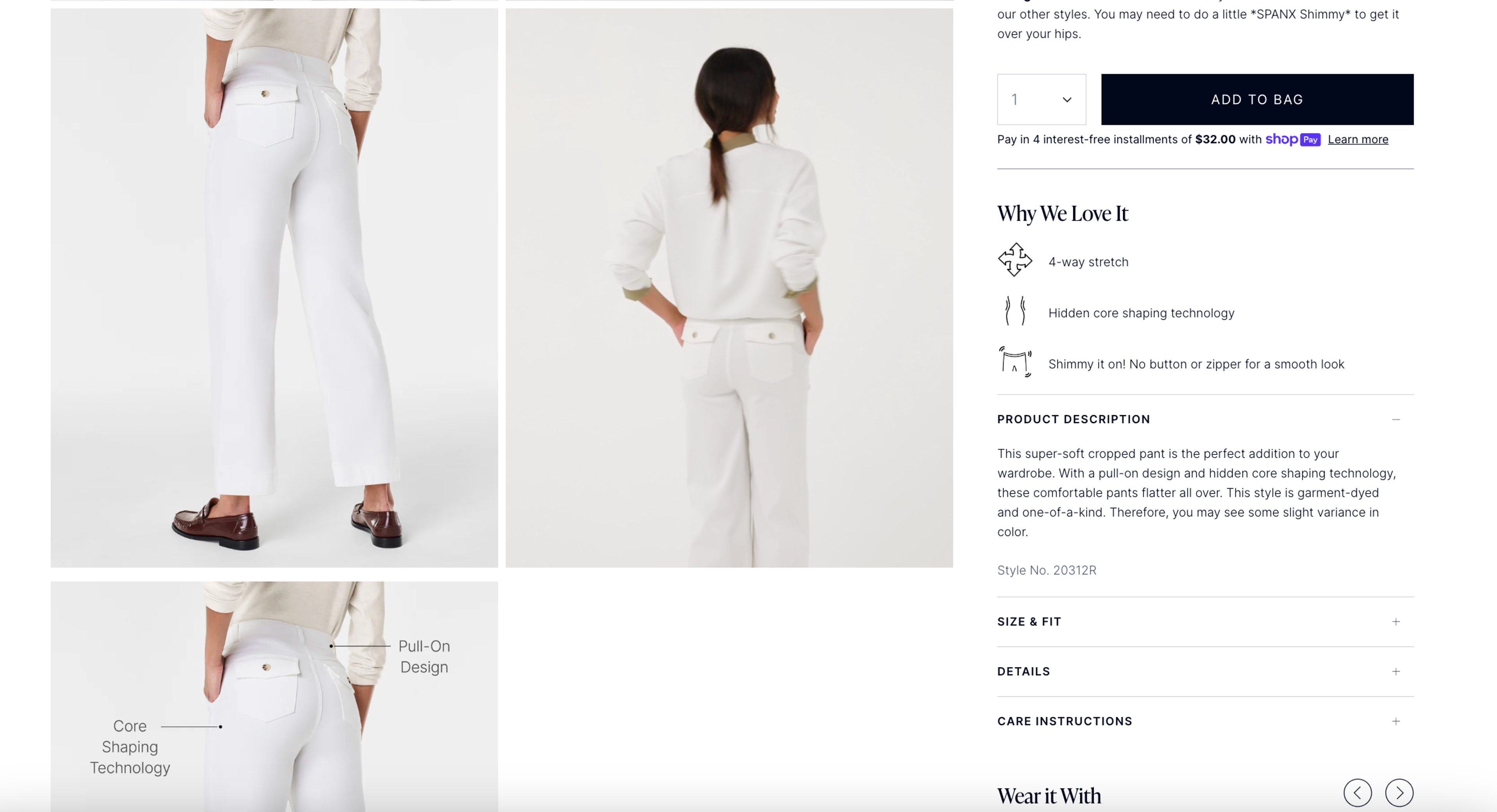 Spanx product page design examples with product videos