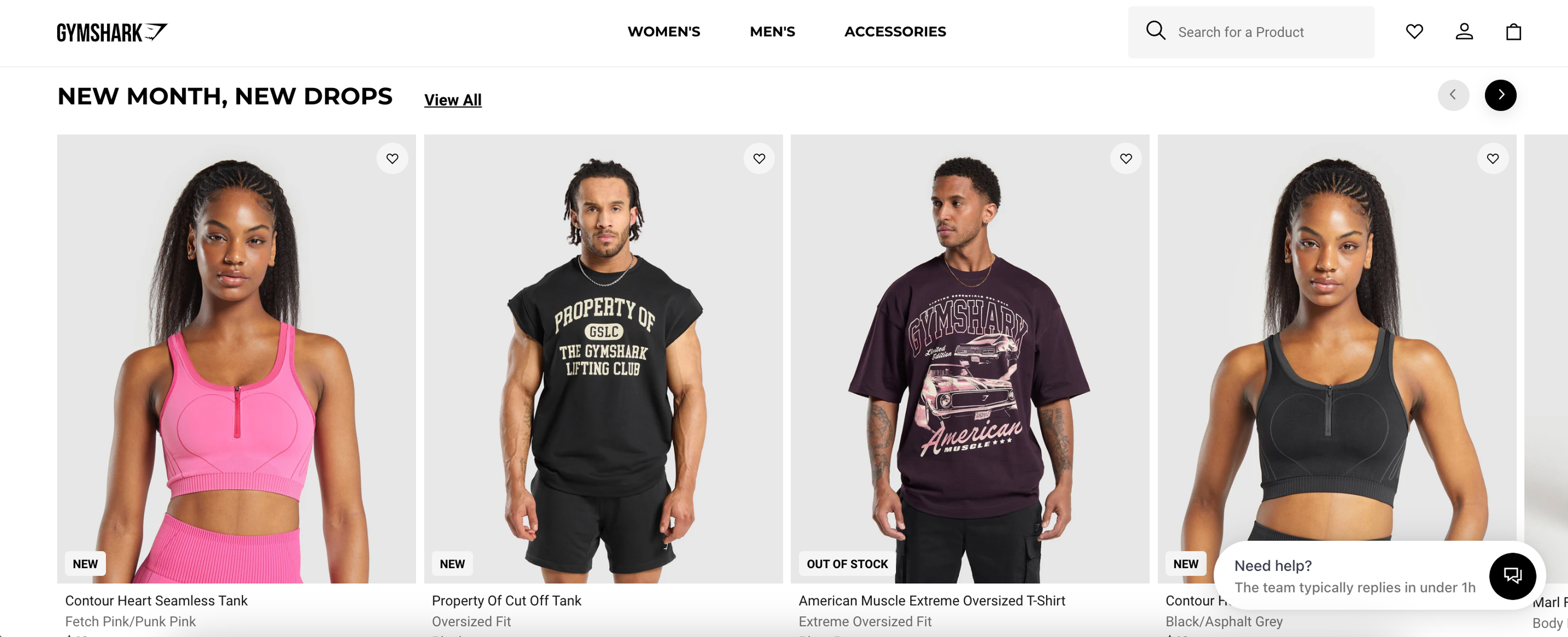 Gymshark product recommendations