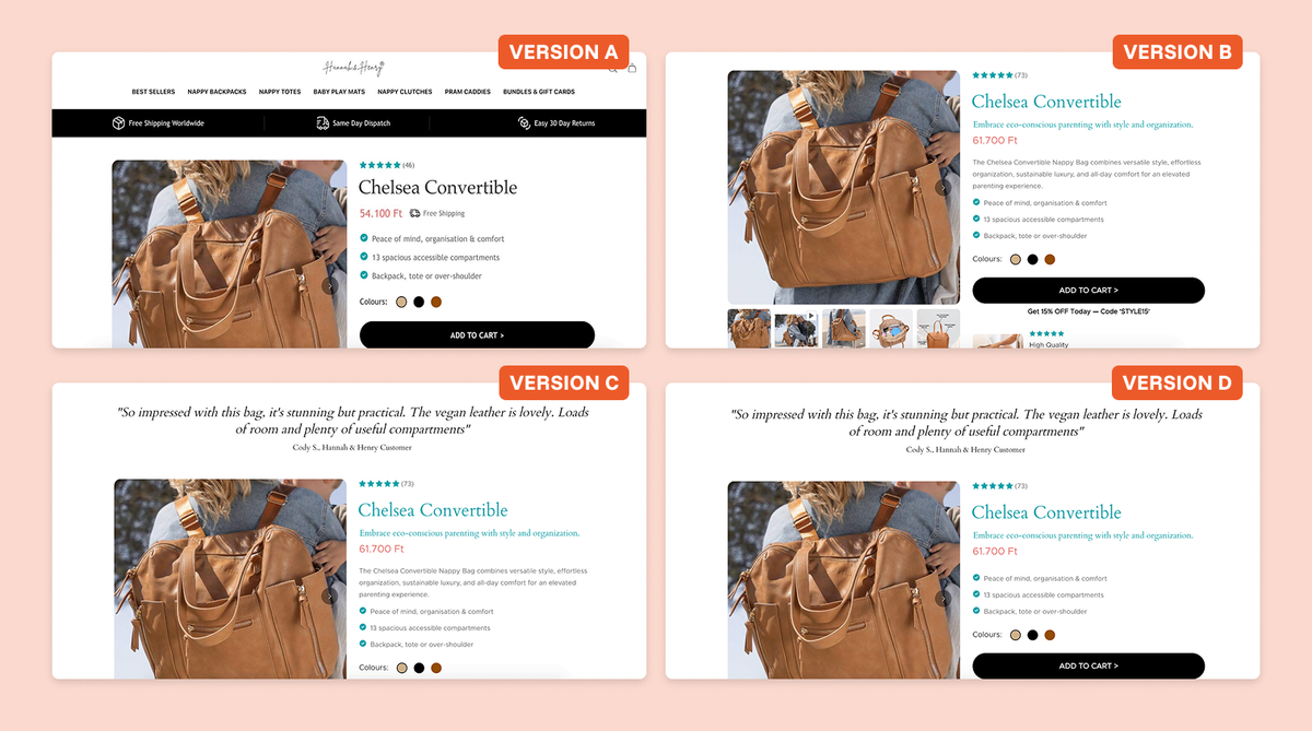 Product page optimizer Hannah and Henry