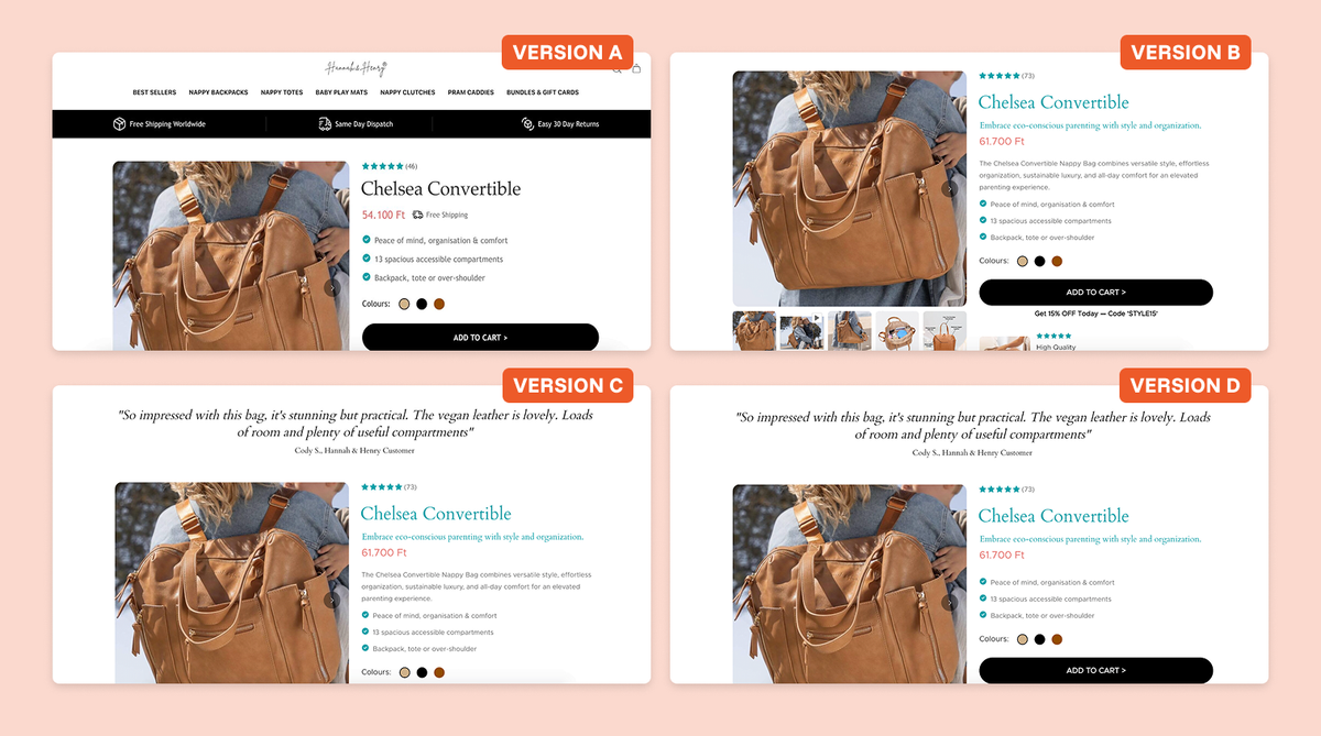 Product page optimizer Hannah and Henry